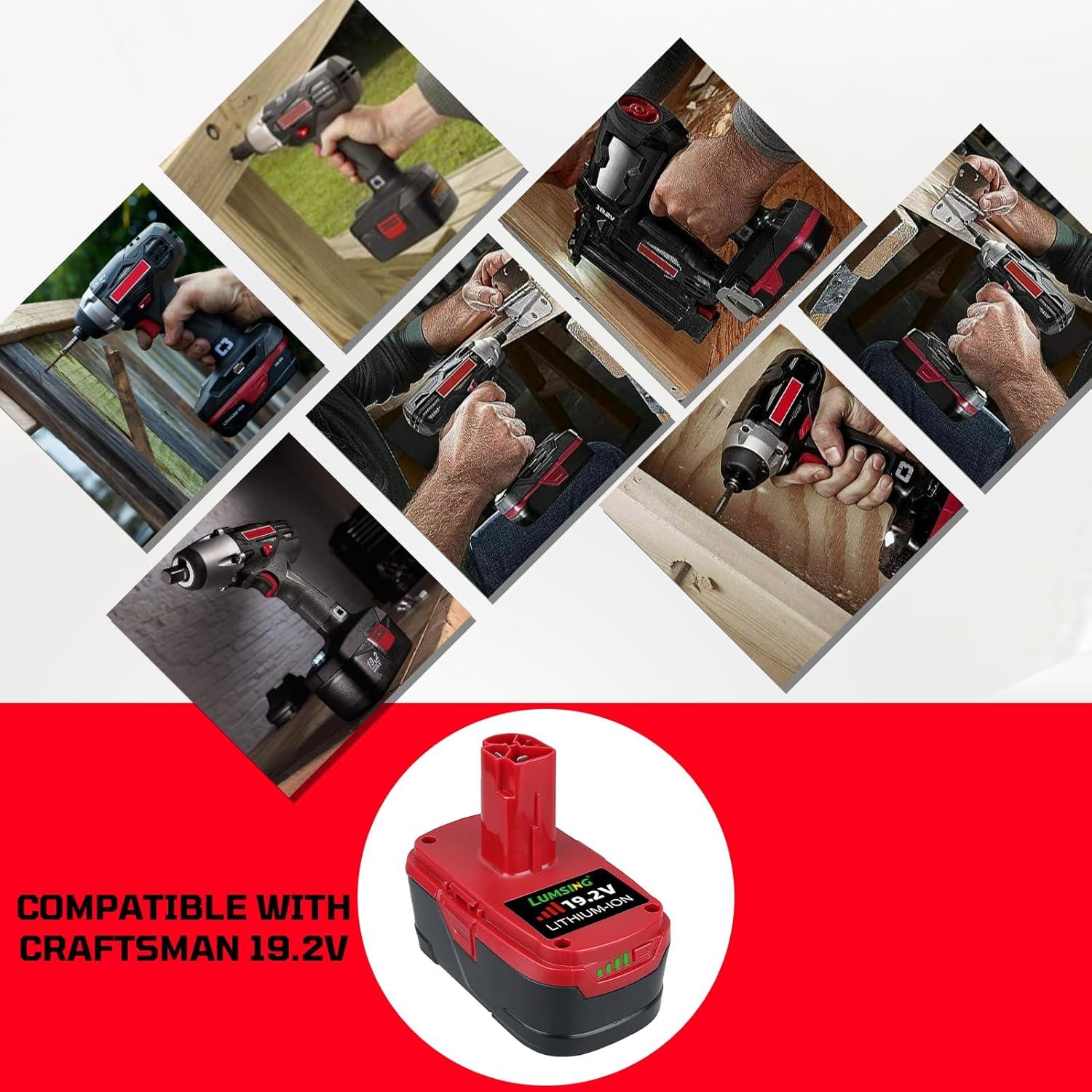 Batería de Litio LUMSING 19.2V 7000mAh 2 Pack para Craftsman