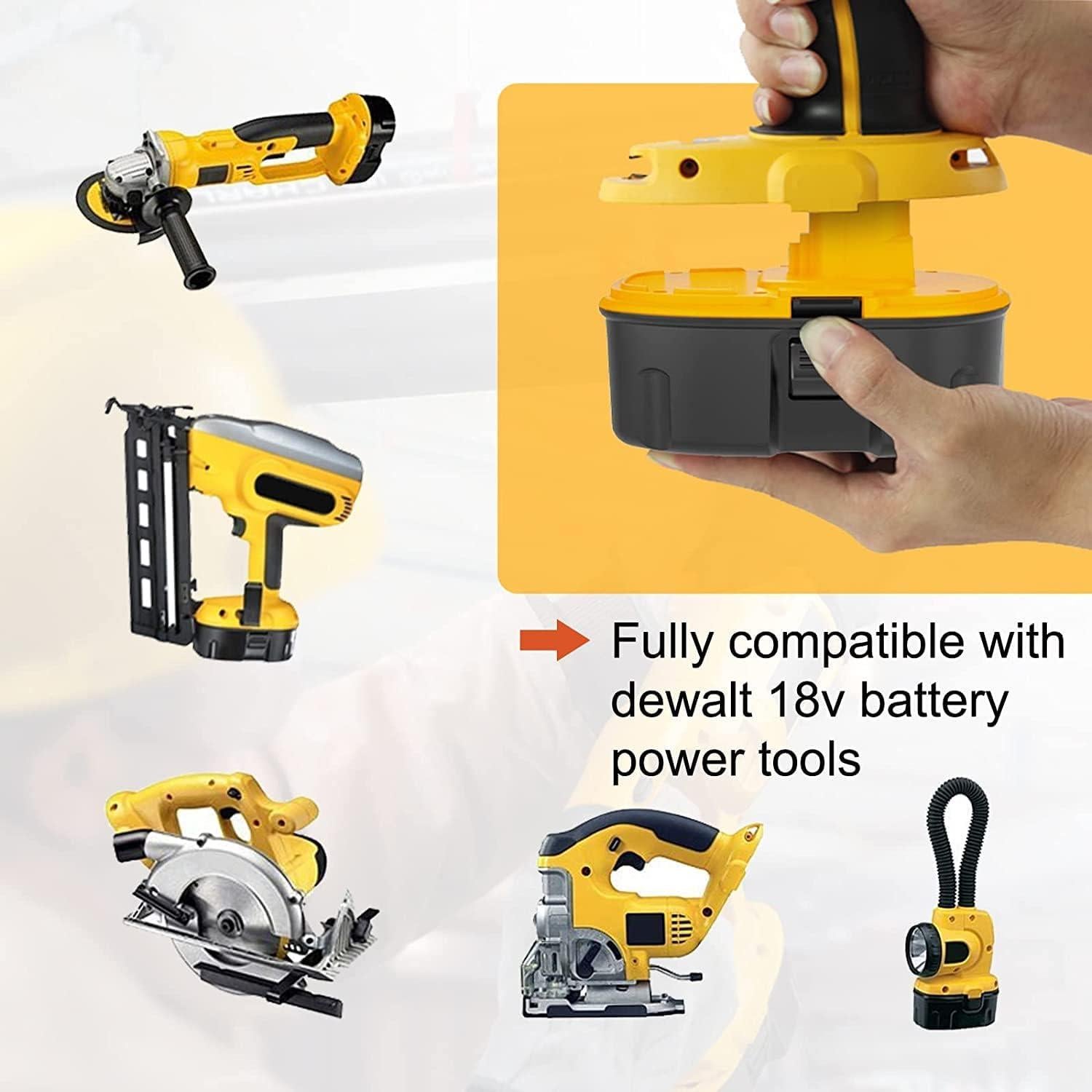Batería de Reemplazo 18V 5.0Ah Ni-MH DeWALT DC9096 - 2 Paquetes