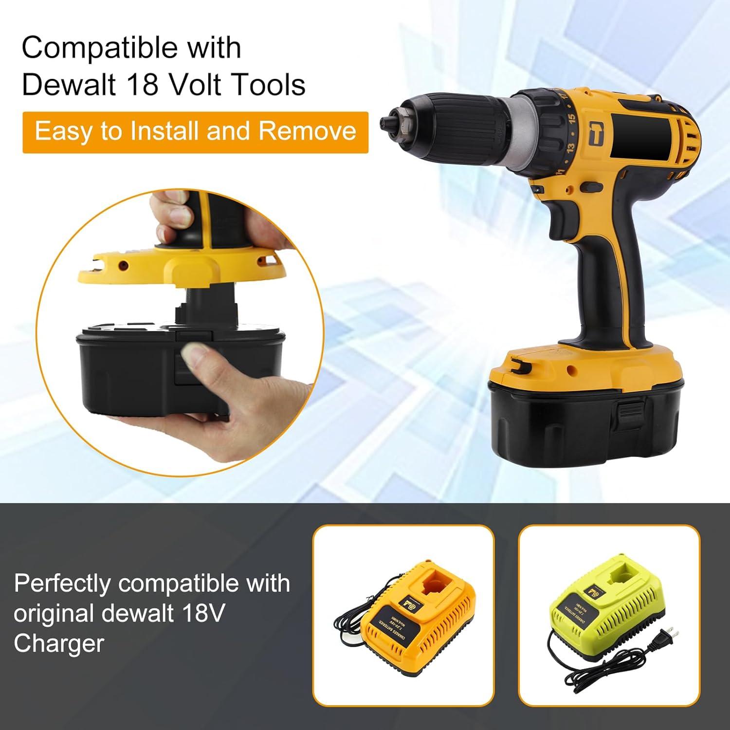 Paquete de 2 Baterías de Reemplazo 18V 3600mAh Dewalt DC9096