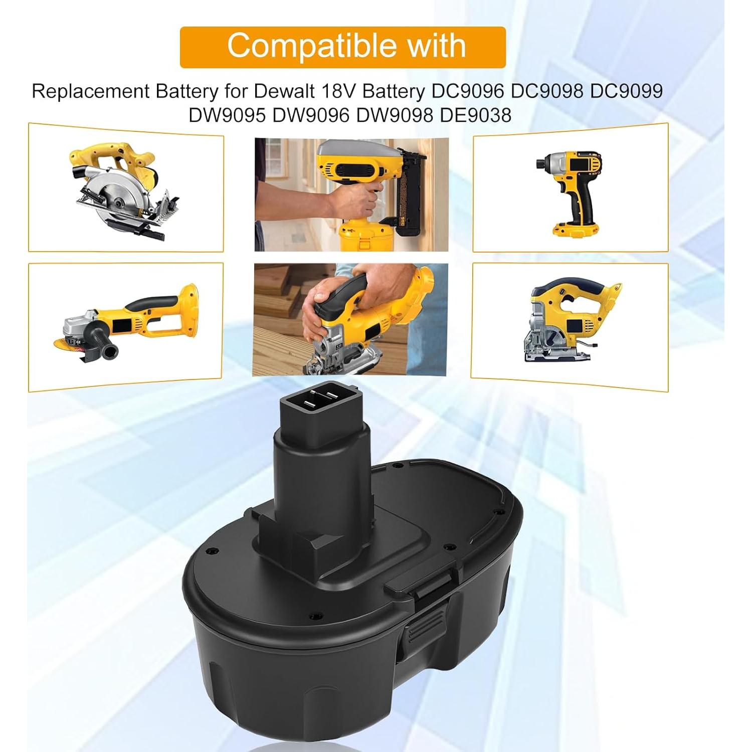 Paquete de 2 Baterías de Reemplazo 18V 3600mAh Dewalt DC9096