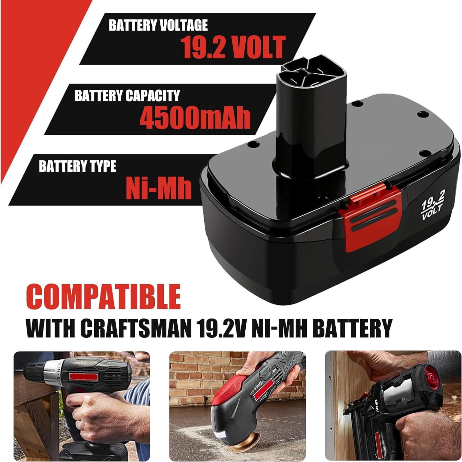 2 Baterías de Reemplazo 4.5Ah Craftsman 19.2V Ni-MH