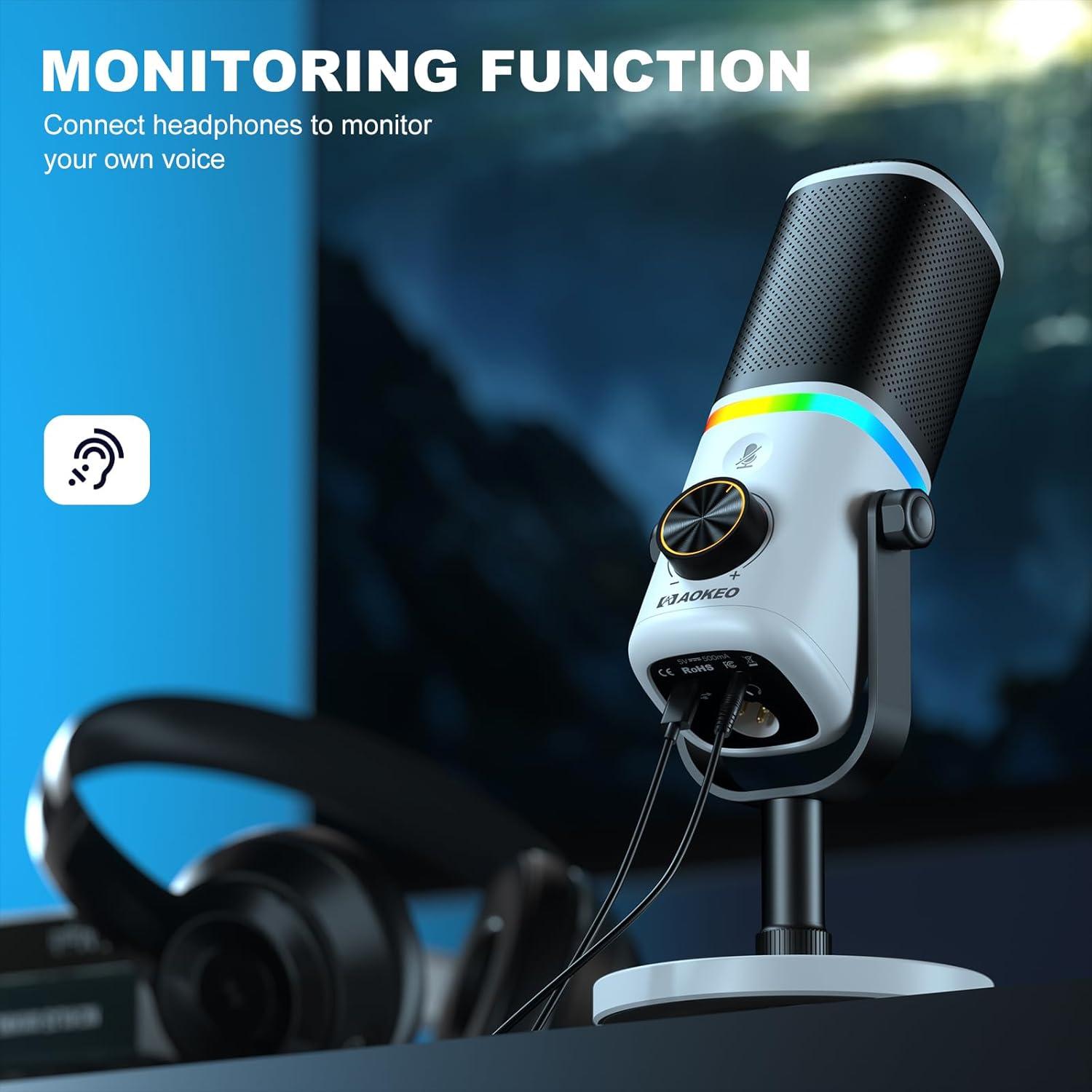 Micrófono Aokeo AK-10 USB/XLR Dinámico para PC - Negro