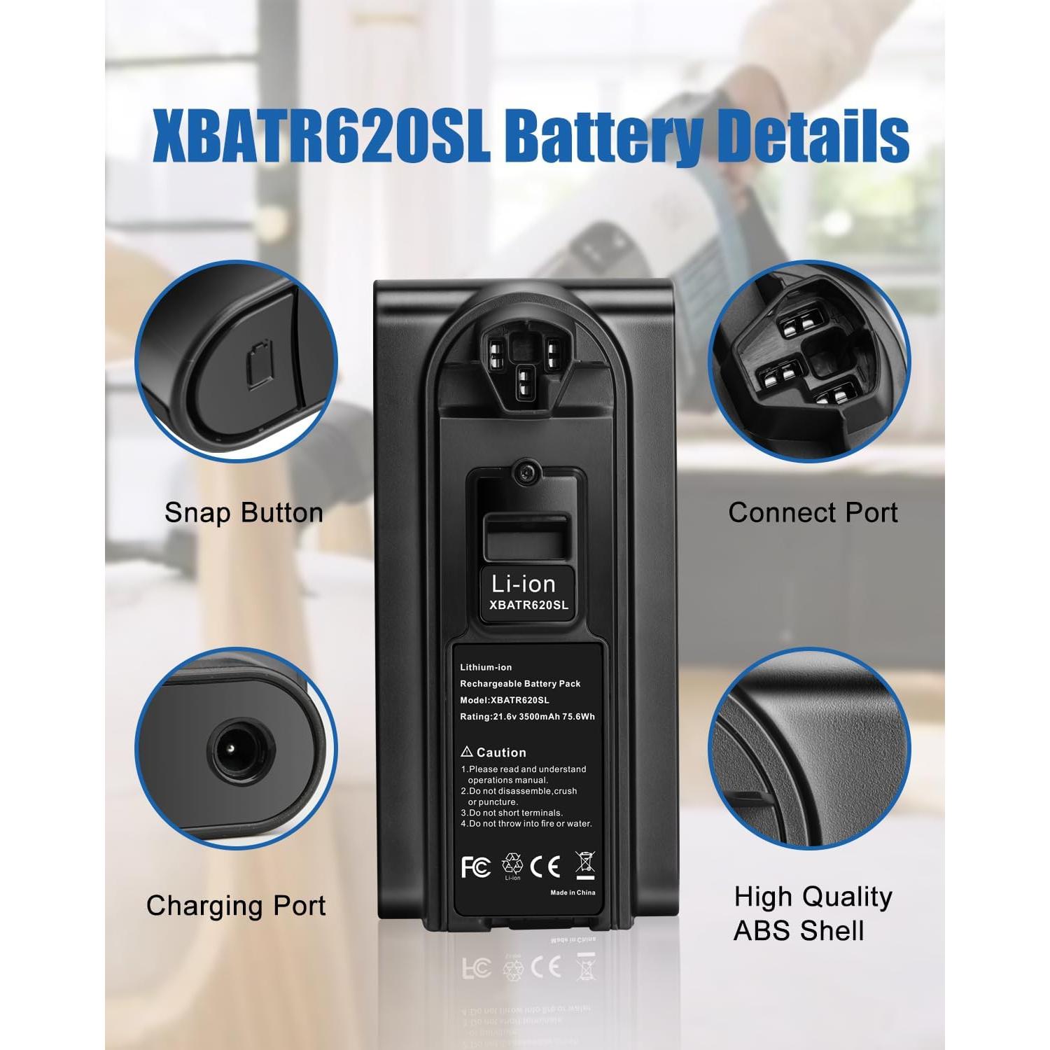 Batería de Reemplazo 3500mAh 21.6V para Aspiradora Shark XBATR620SL