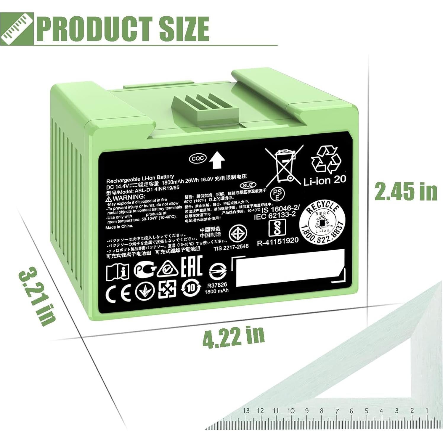 Batería de Reemplazo ABL-D1 para iRobot Roomba i/e Series 14.4V 1800mAh