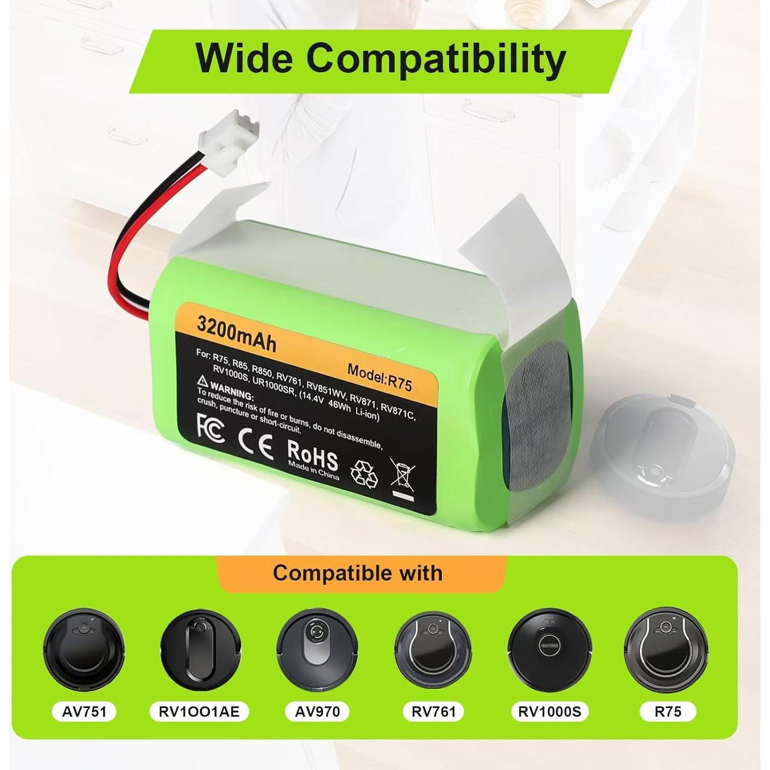 Batería de Reemplazo RVBAT850 3200mAh para Aspiradoras Shark