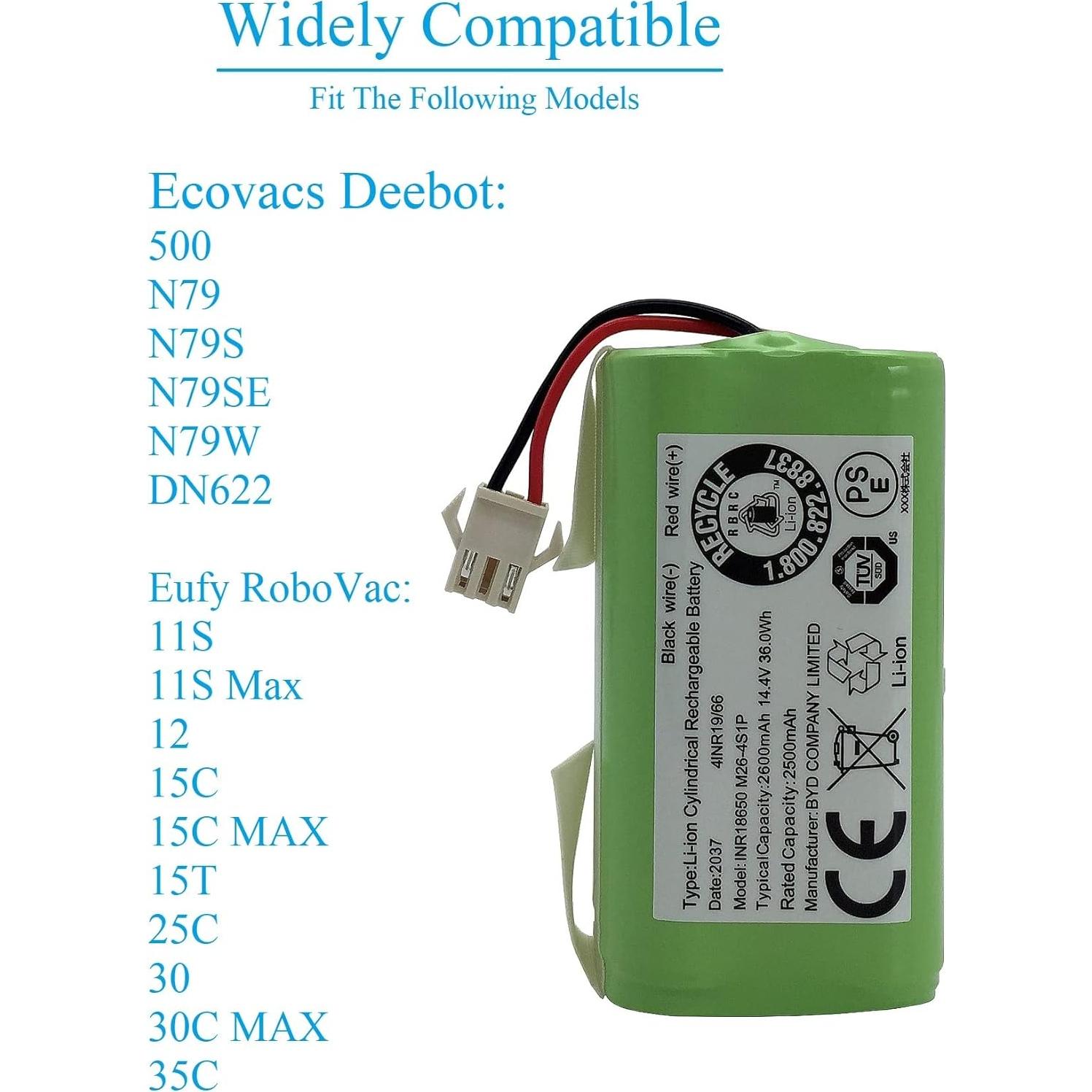 Batería de Reemplazo BYD 2600mAh 14.4V para Ecovacs y Eufy