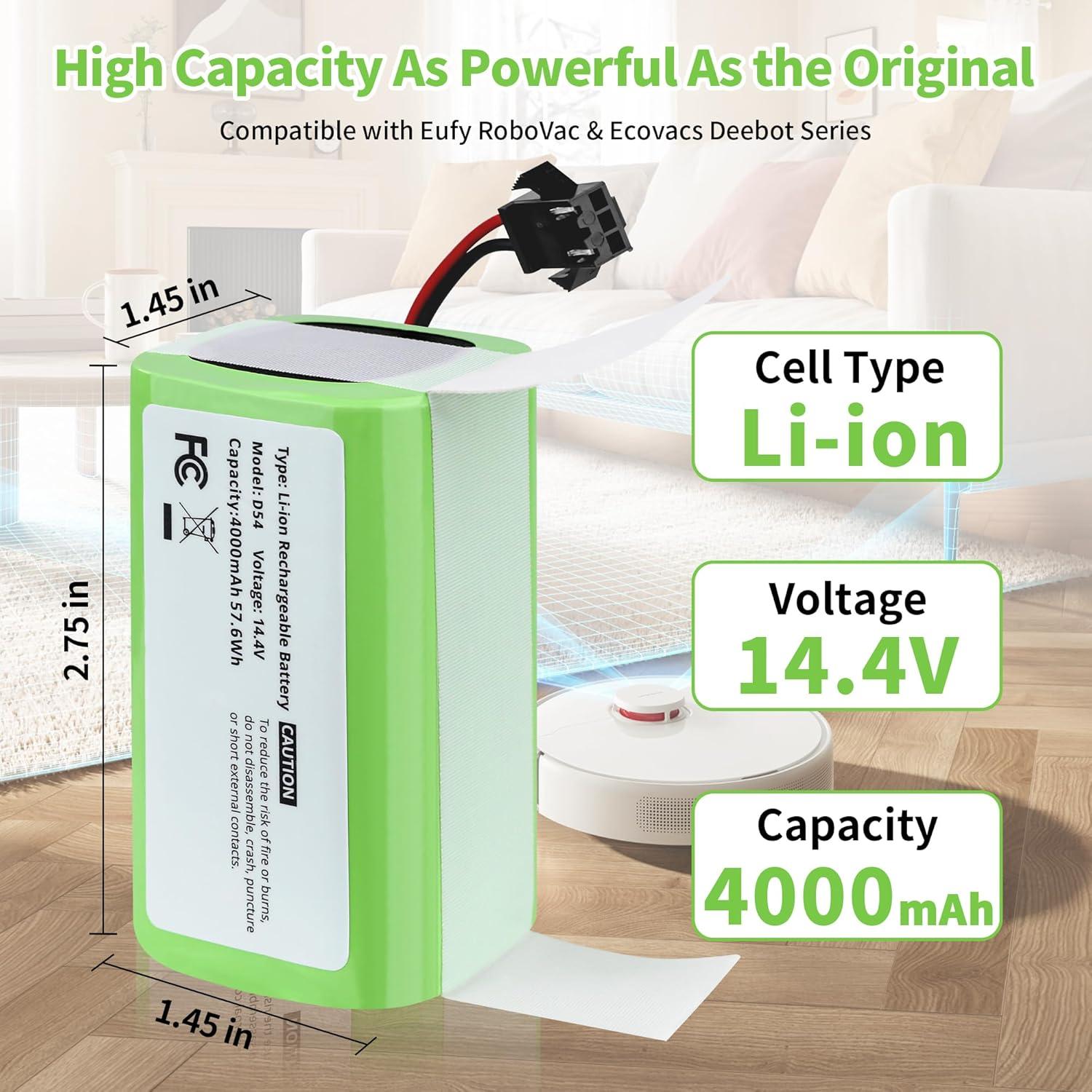 Batería de Reemplazo Li-ion 14.4V 4000mAh Eufy RoboVac