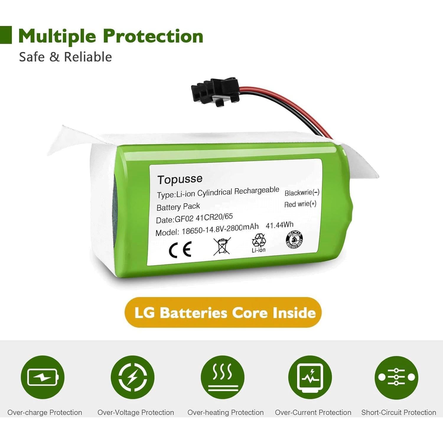 Batería de Reemplazo Li-ion 14.4V 2800mAh para Aspiradoras Eufy y Ecovacs