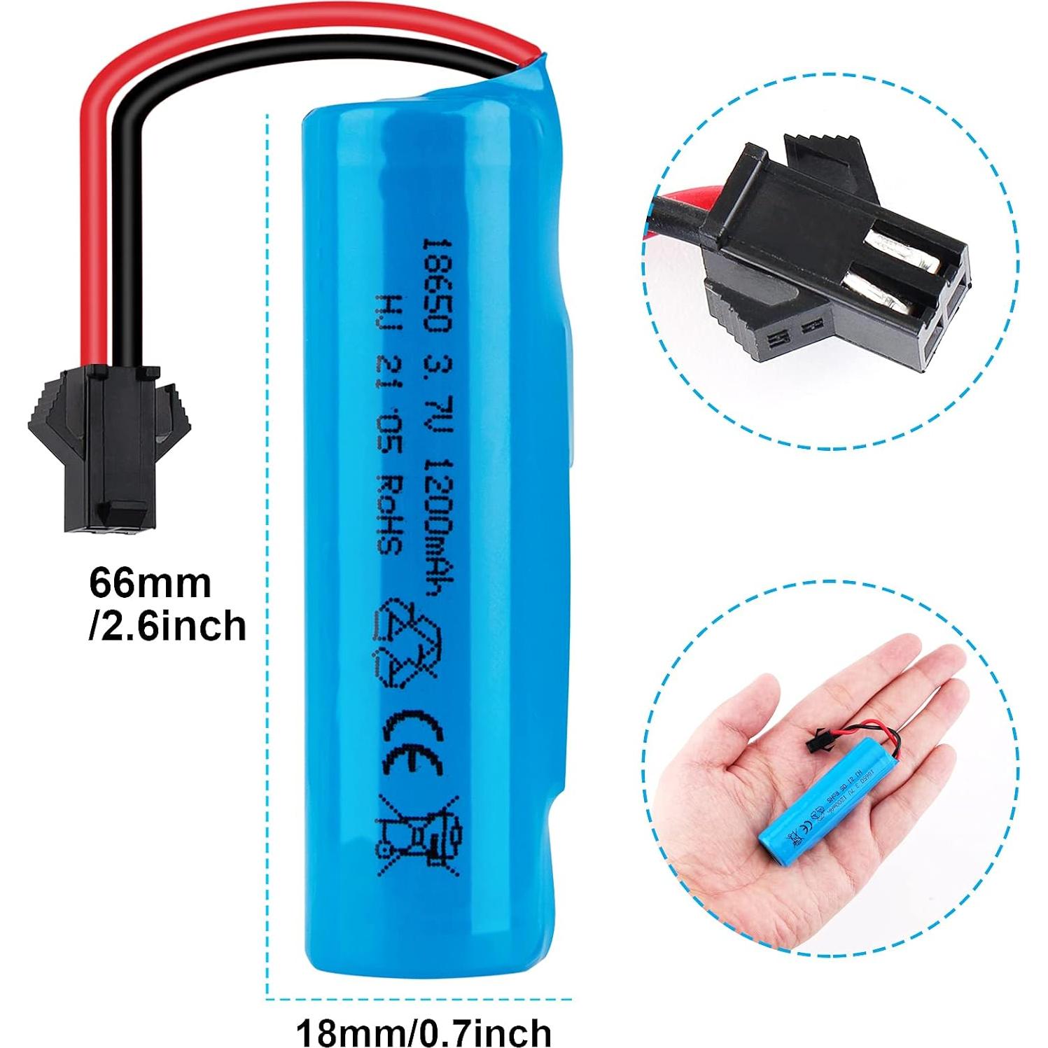 Batería Recargable Li-ion 3.7V 1200mAh FPVERA 2PCS con USB