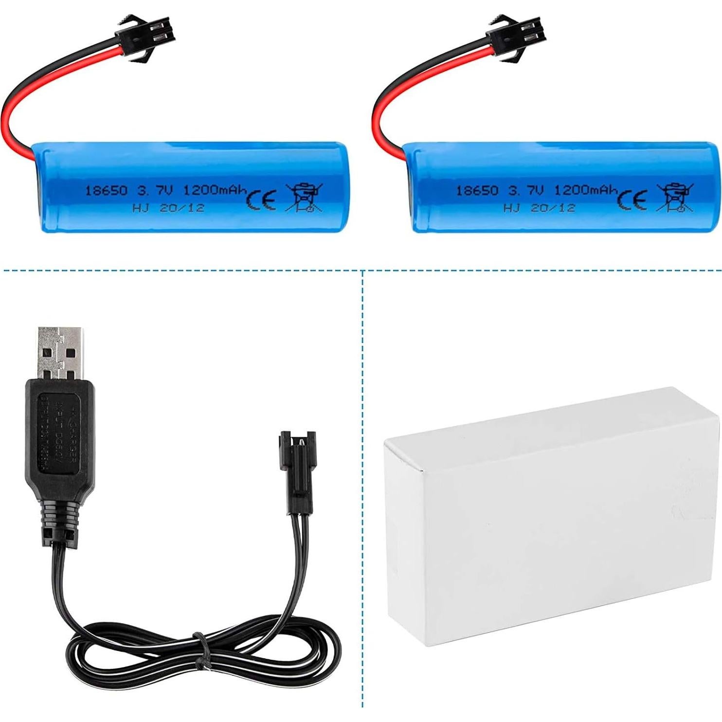 Batería Recargable Li-ion 3.7V 1200mAh FPVERA 2PCS con USB