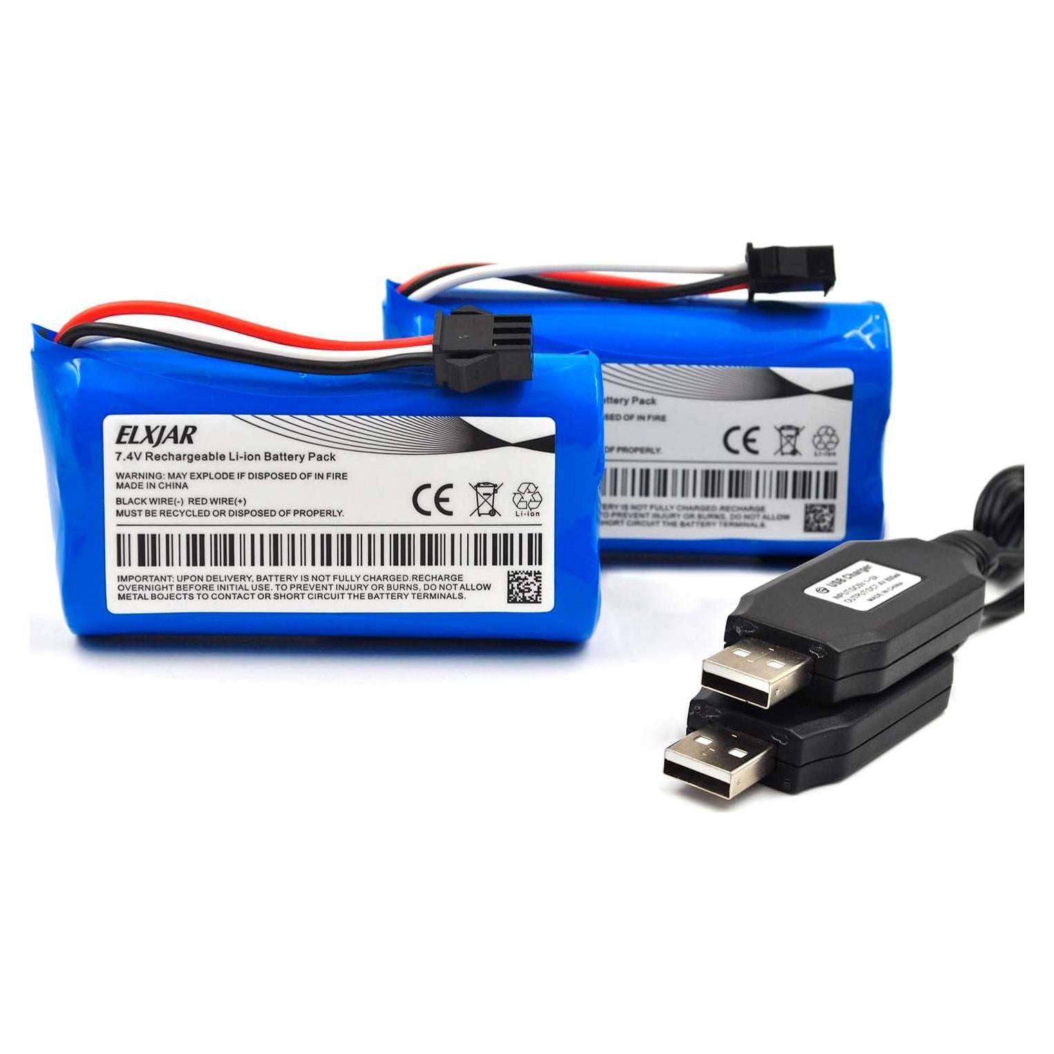 Batería Li-ion 7.4V 1500mAh elxjar para coches RC - 2-Pack