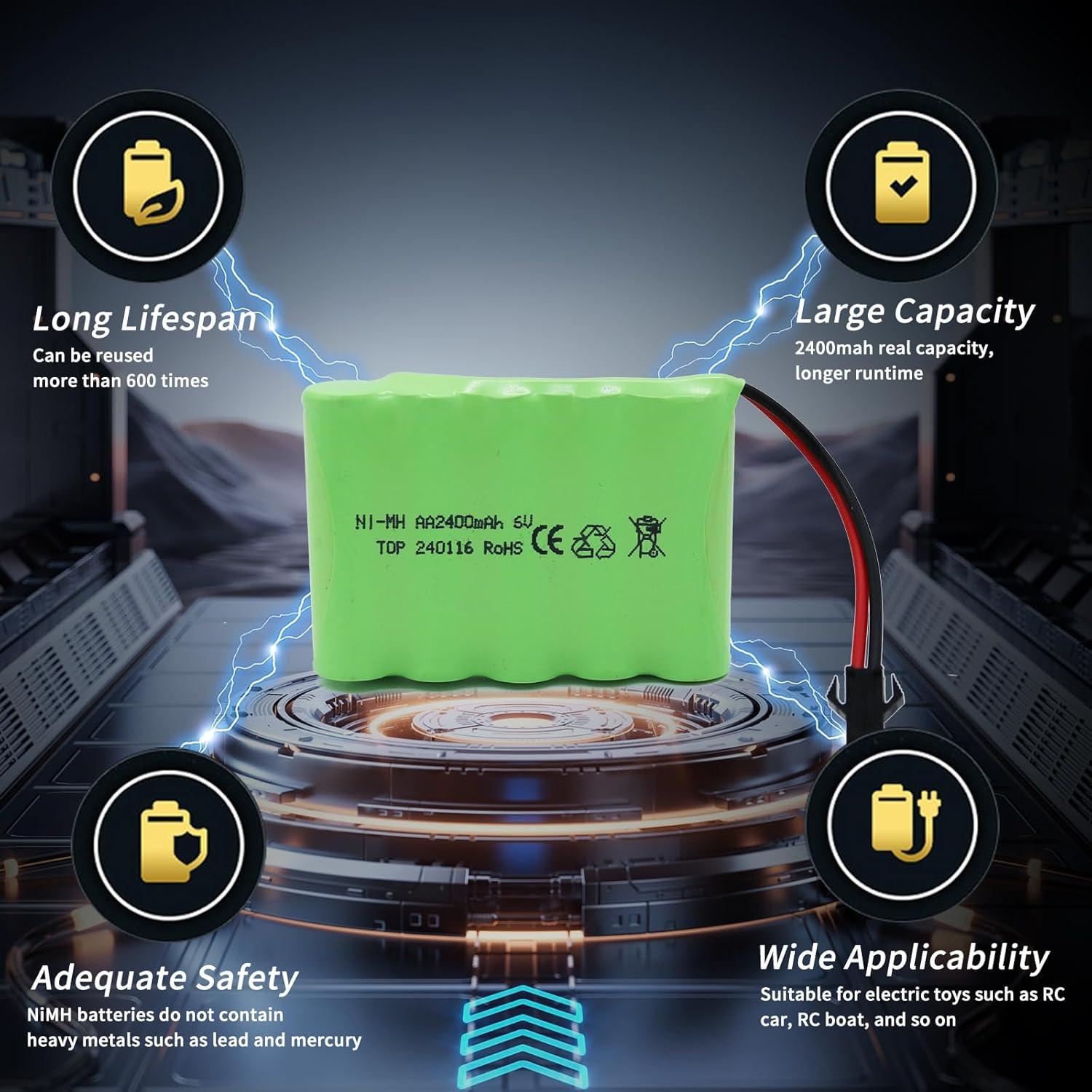 Batería recargable NiMH 6V 2400mAh Tosiicop para coches RC