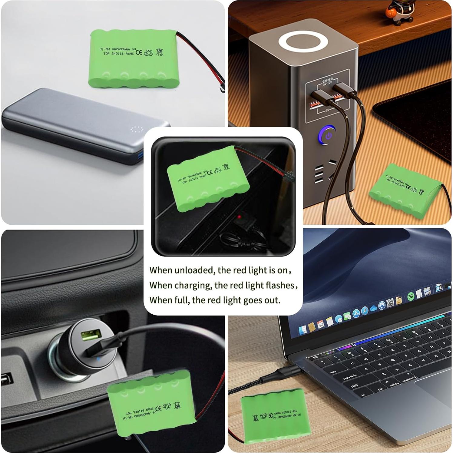 Batería recargable NiMH 6V 2400mAh Tosiicop para coches RC