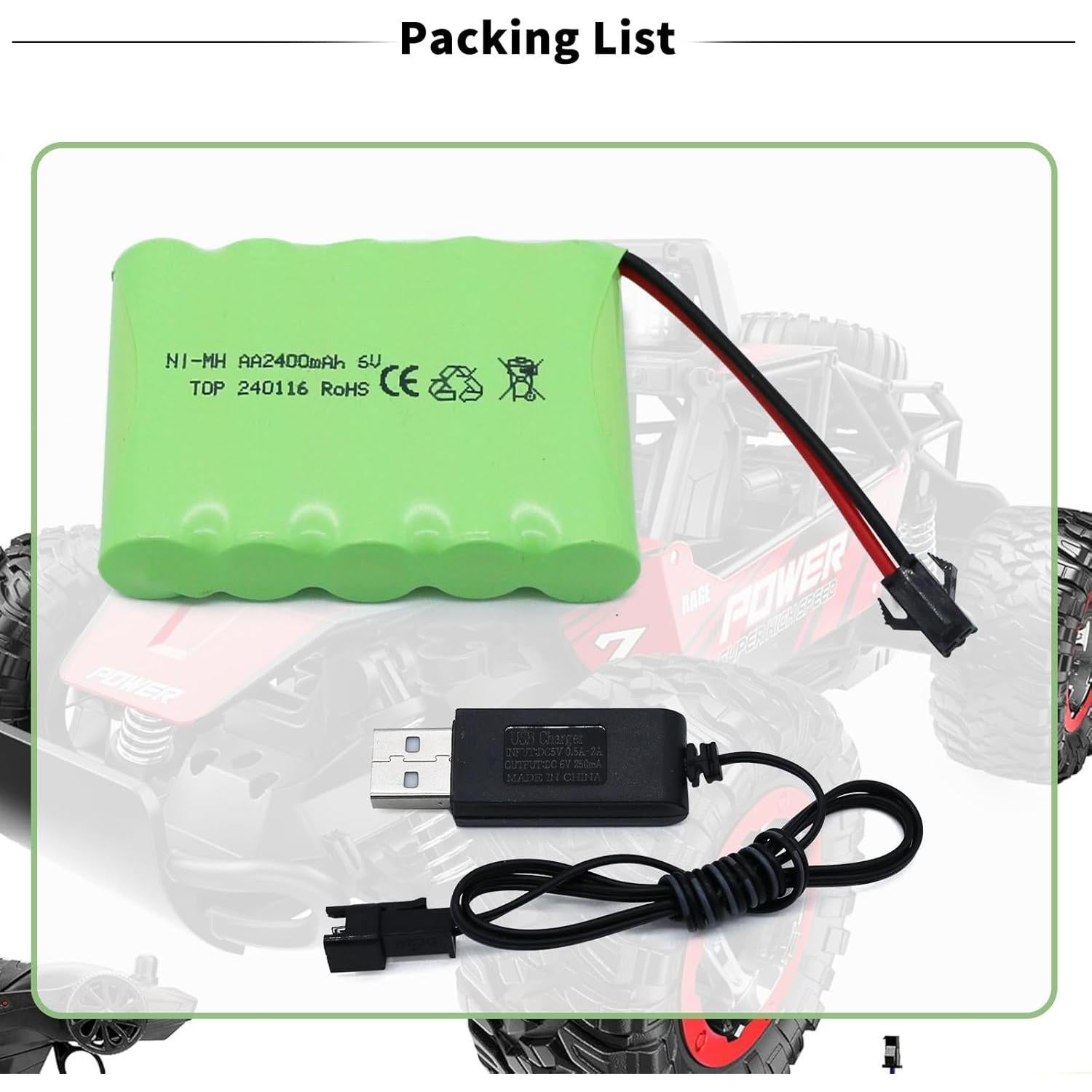 Batería recargable NiMH 6V 2400mAh Tosiicop para coches RC