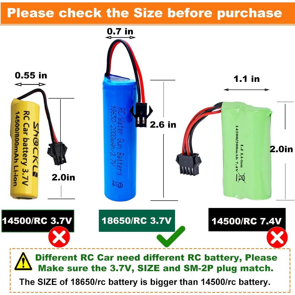 Batería Recargable de Coche RC Shockli 3.7V 2000mAh SM-2P