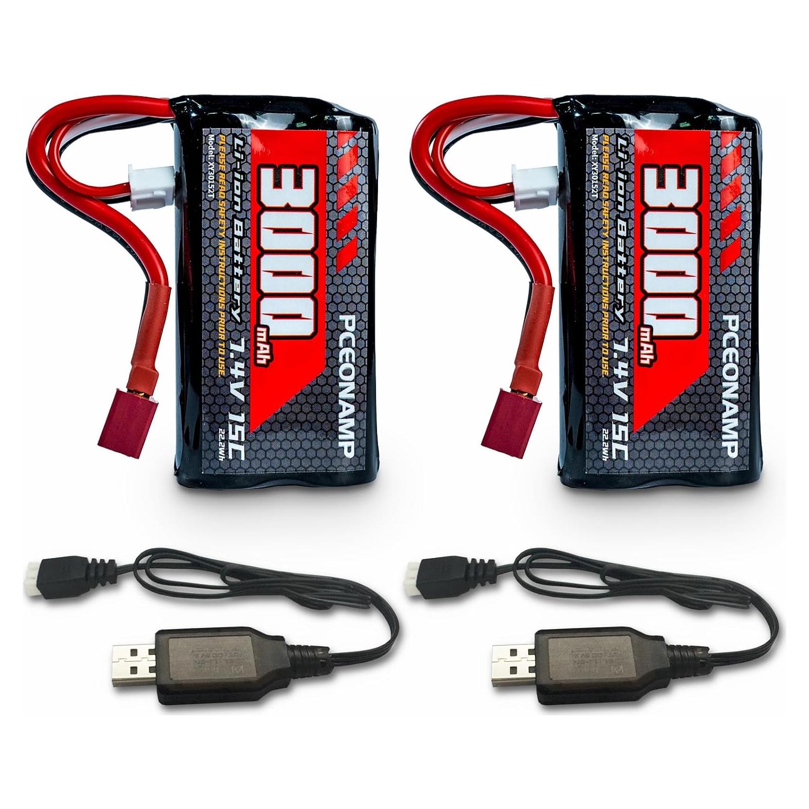Batería Li-ion 7.4V 3000mAh PCEONAMP para coches RC 1/10 1/12 1/16