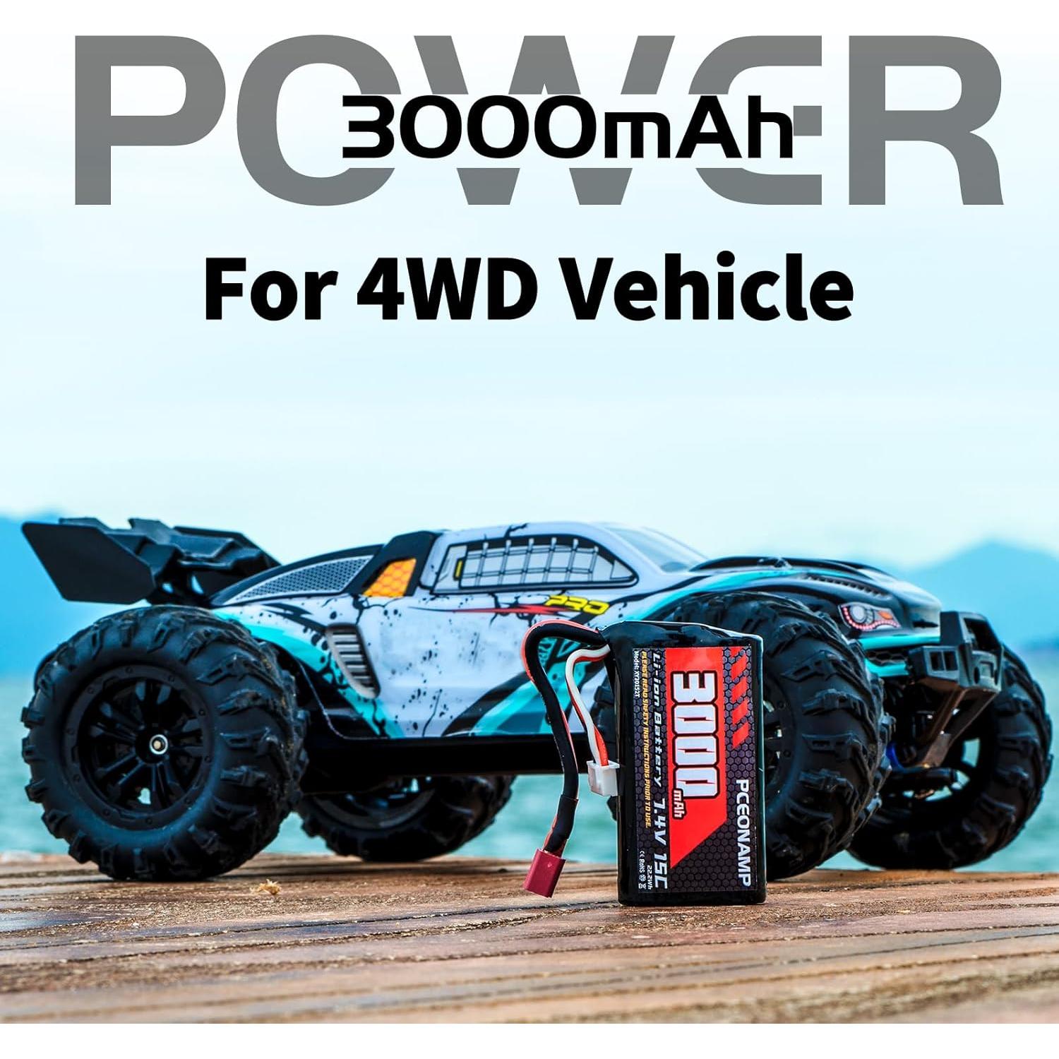 Batería Li-ion 7.4V 3000mAh PCEONAMP para coches RC 1/10 1/12 1/16