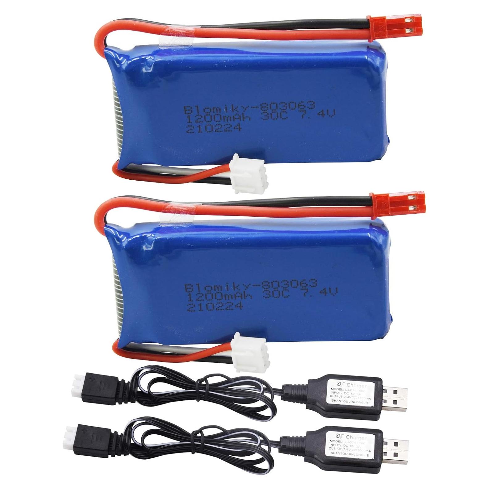Batería Lipo 7.4V 1200mAh Blomiky con Conector JST y Cargador