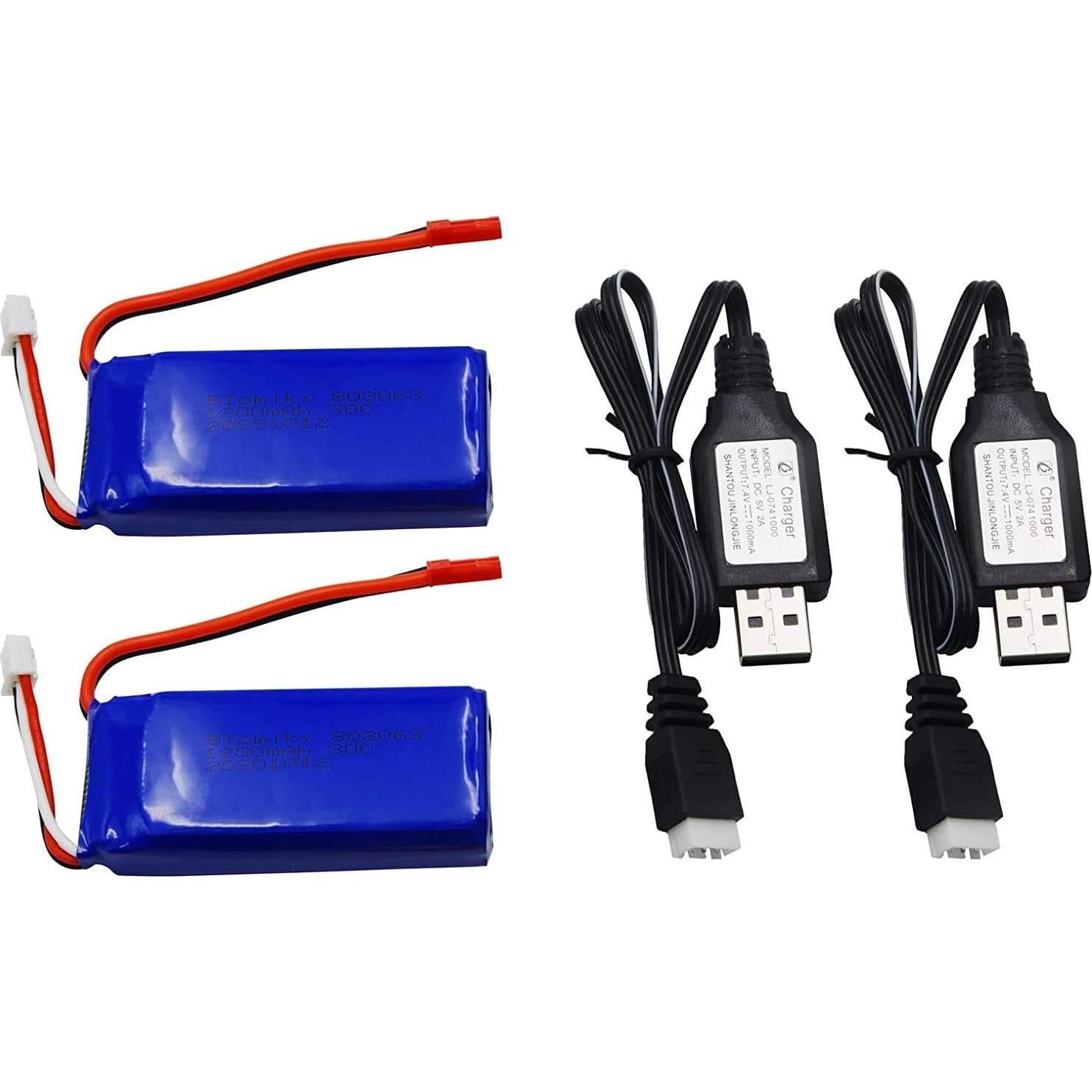 Batería Lipo 7.4V 1200mAh Blomiky con Conector JST y Cargador