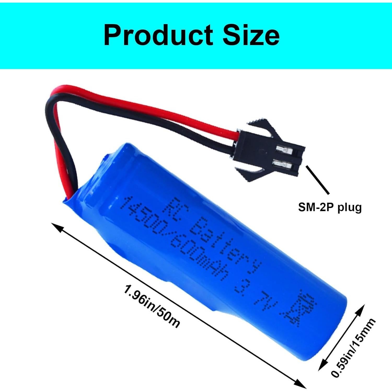 Batería recargable Li-ion 3.7V 600mAh con USB PTIJPOW