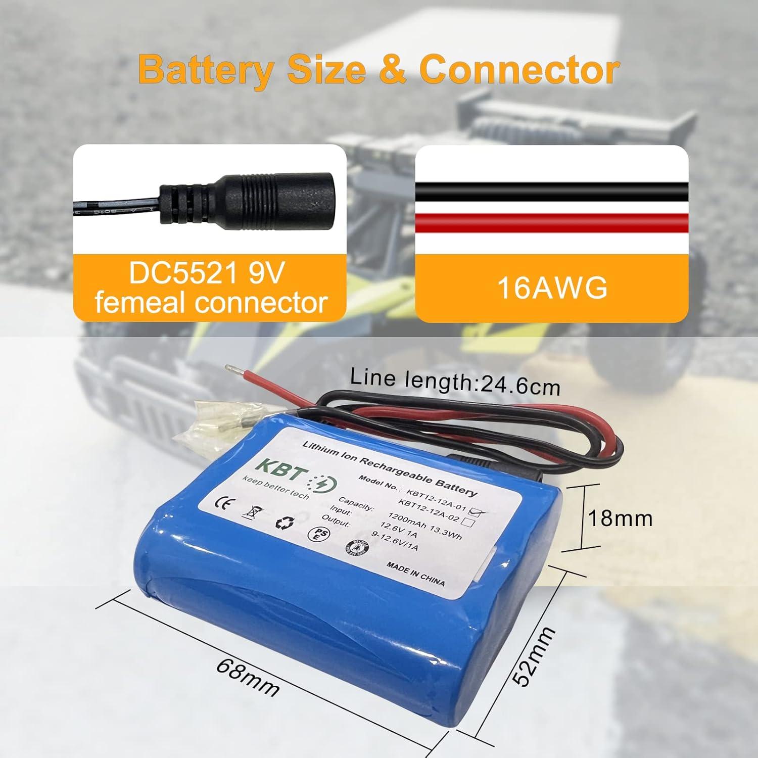 Batería de Litio Recargable 12V 1200mAh KBT con Cargador