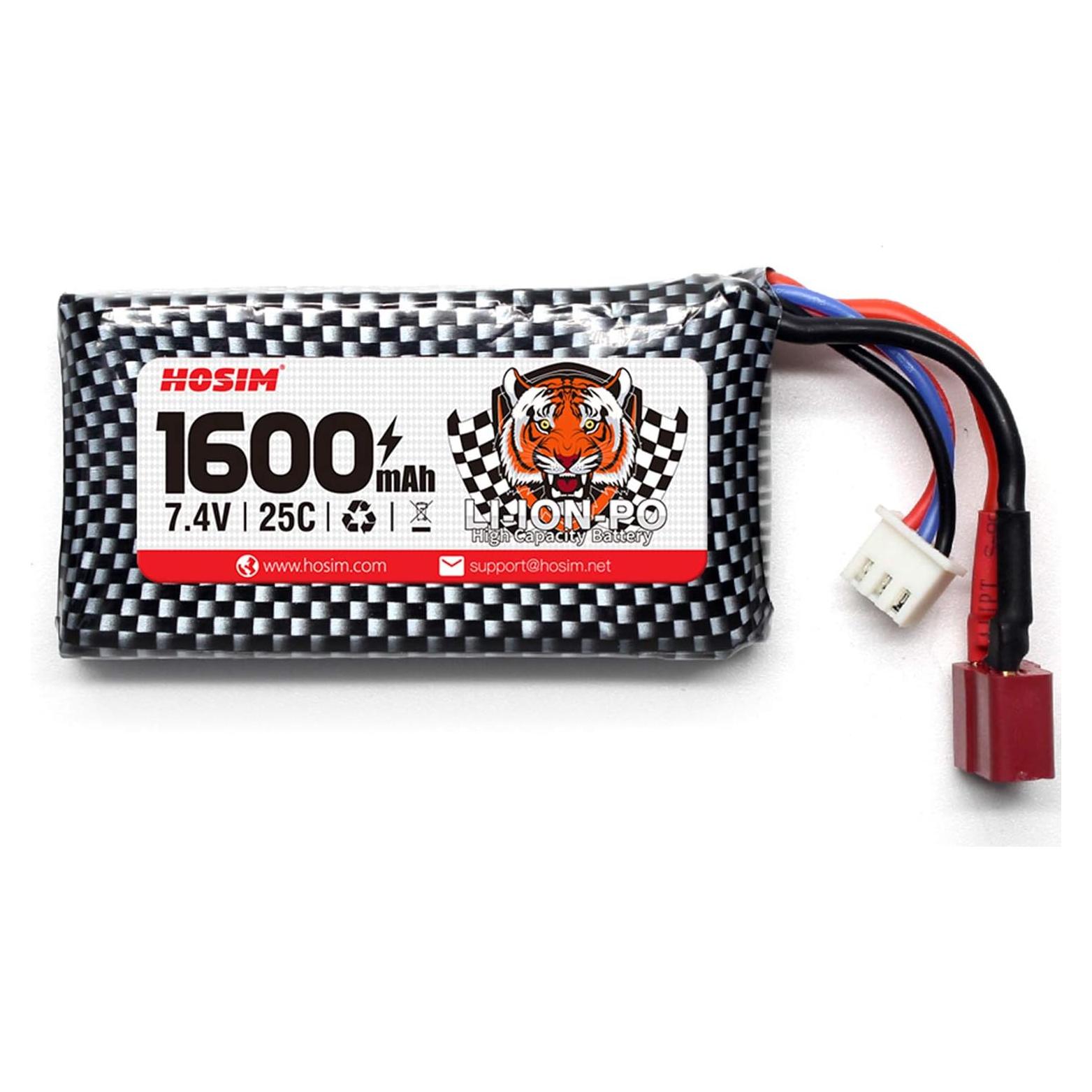 Batería Recargable Li-Po 7.4V 1600mAh Hosim para Autos RC 1:10