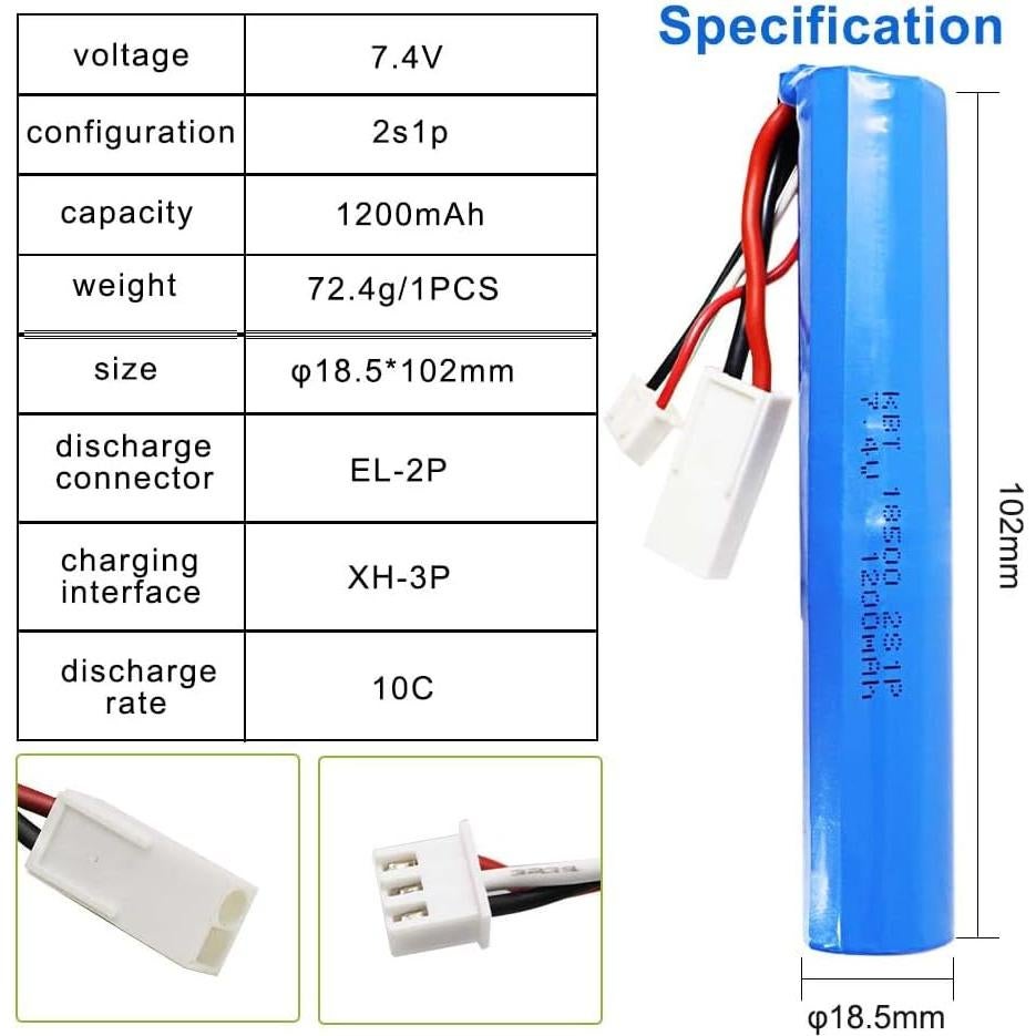 Batería Recargable Li-ion 7.4V 1200mAh KBT para RC