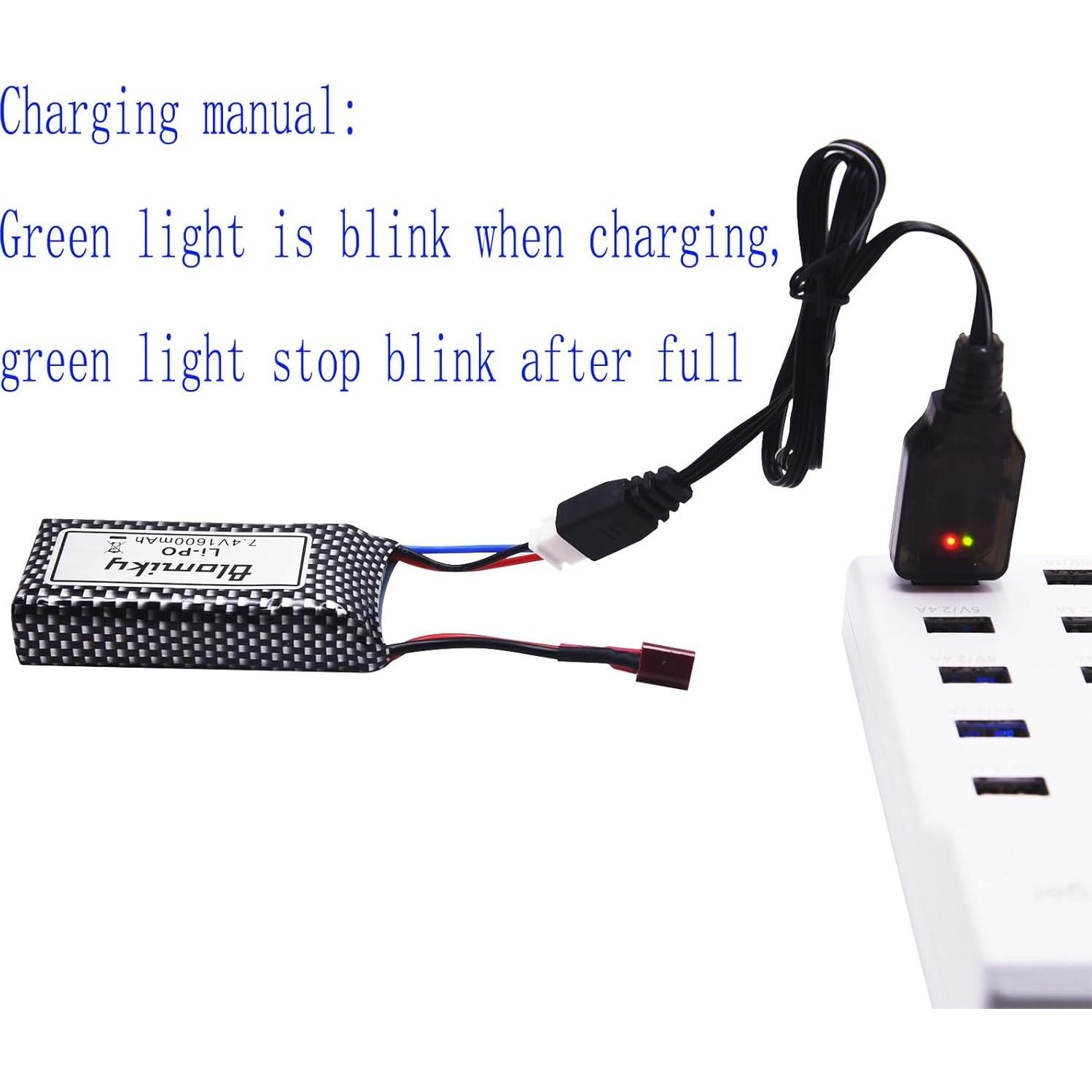 Batería Lipo 7.4V 1600mAh Blomiky 2 Pack para RC 1/10