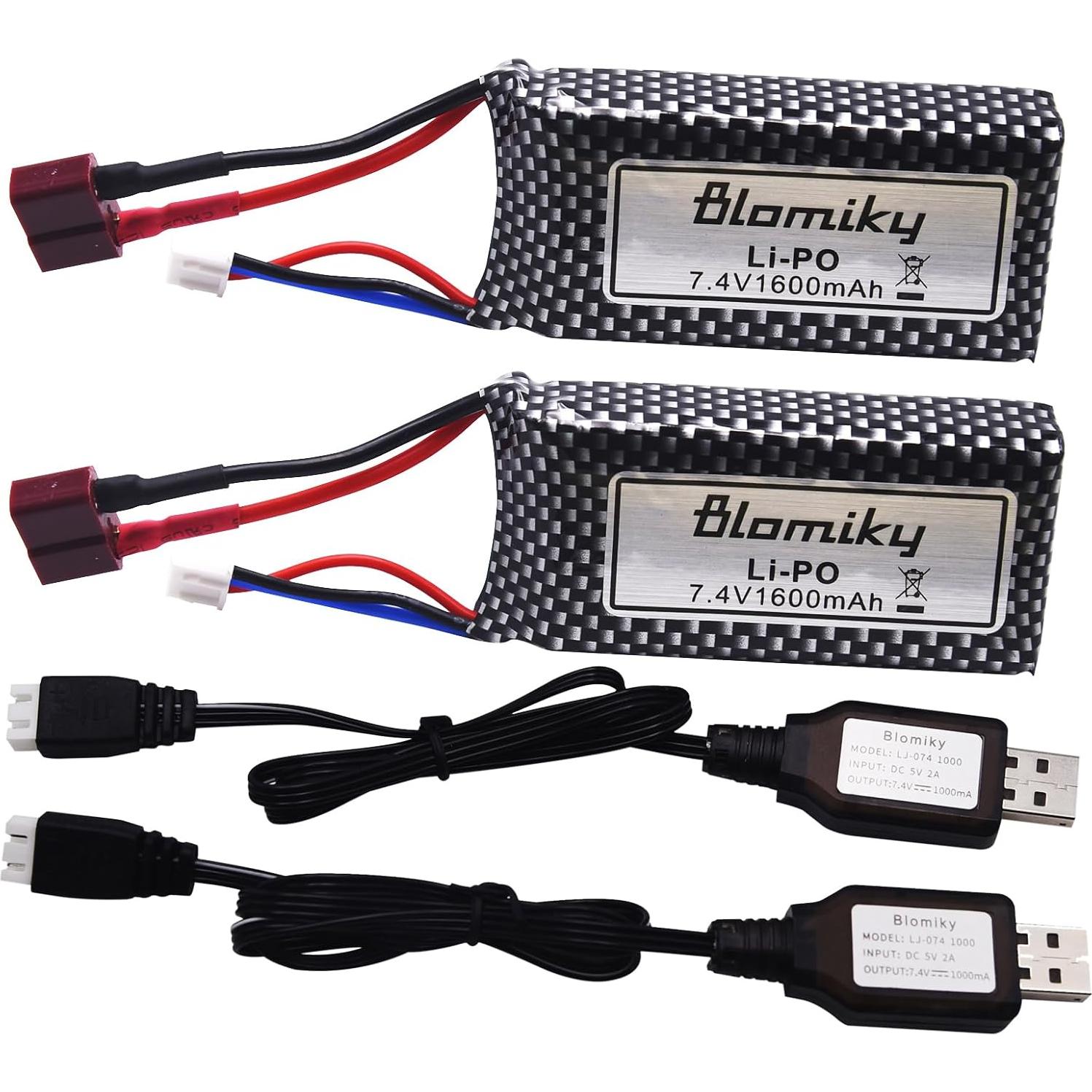 Batería Lipo 7.4V 1600mAh Blomiky 2 Pack para RC 1/10
