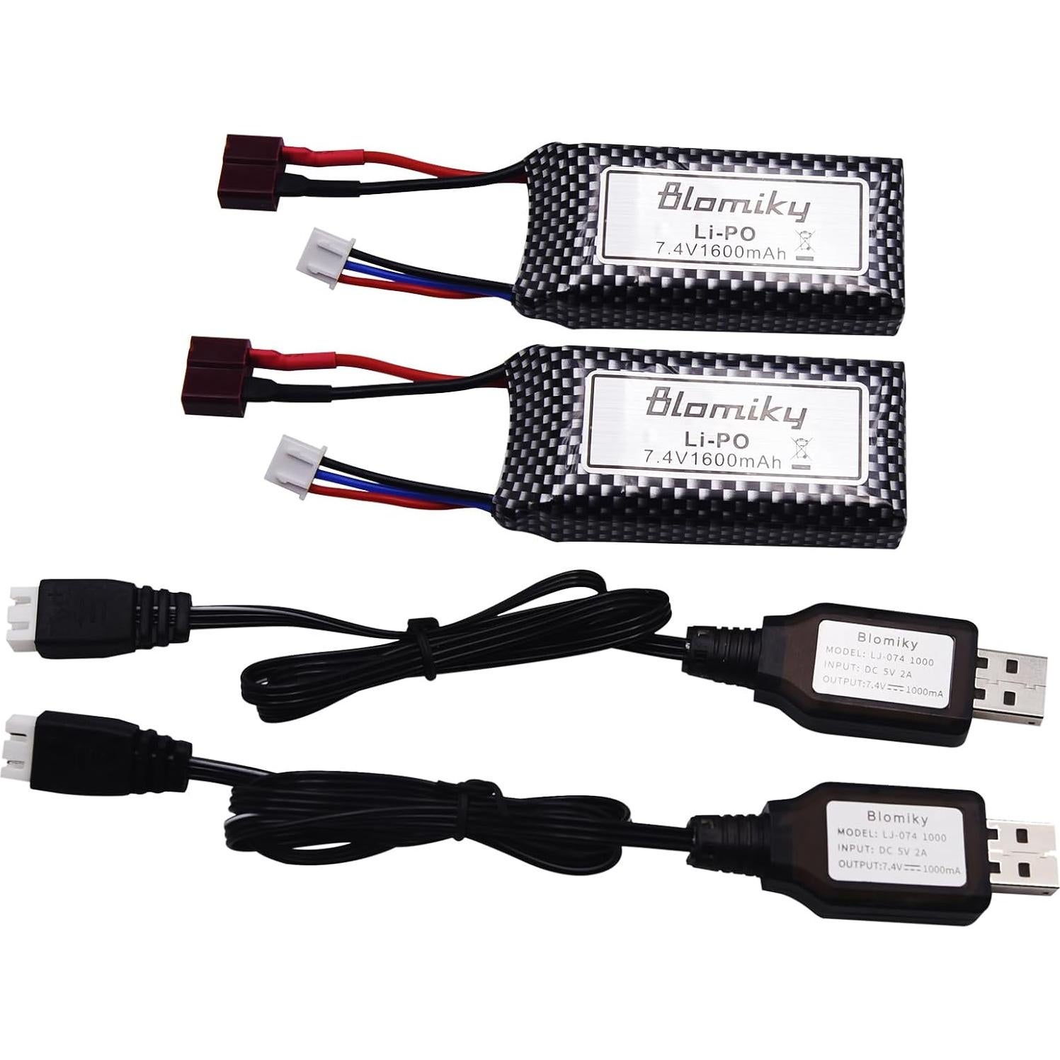 Batería Lipo 7.4V 1600mAh Blomiky 2 Pack para RC 1/10