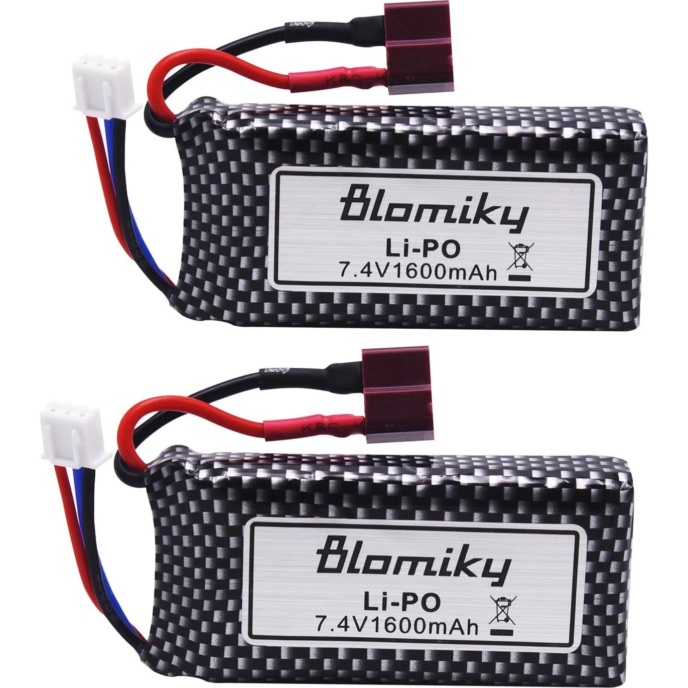 Batería Lipo 7.4V 1600mAh Blomiky 2 Pack para RC 1/10