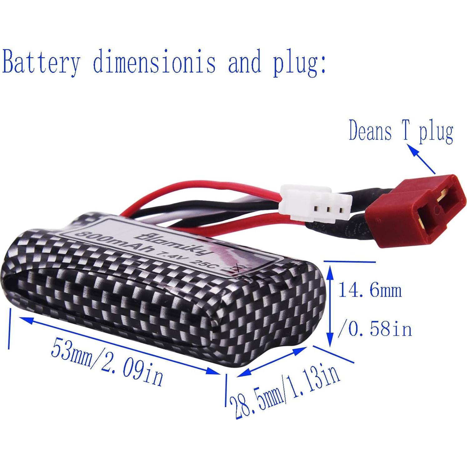 Batería Li-ion 7.4V 800mAh 2S Blomiky para RC Autos y Barcos