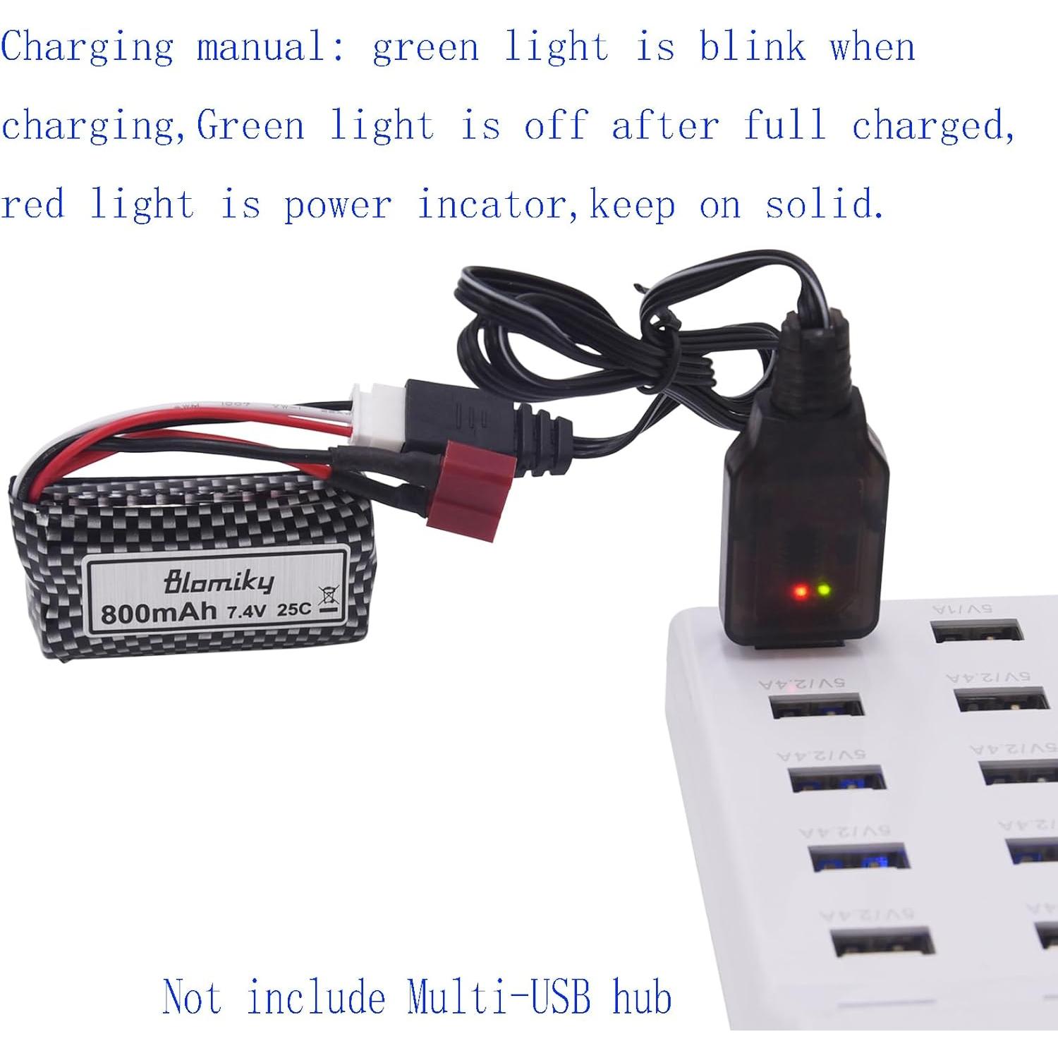 Batería Li-ion 7.4V 800mAh 2S Blomiky para RC Autos y Barcos