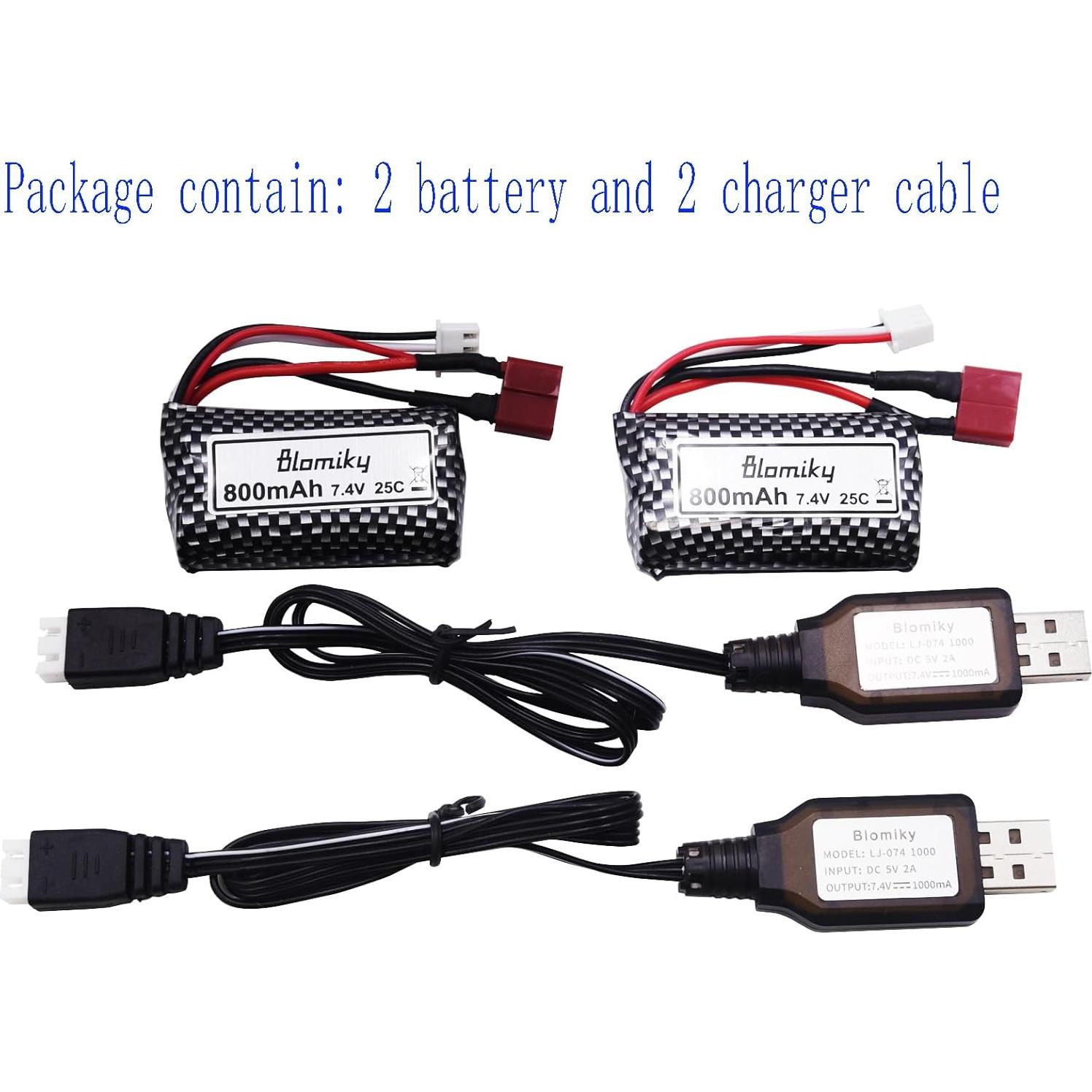 Batería Li-ion 7.4V 800mAh 2S Blomiky para RC Autos y Barcos