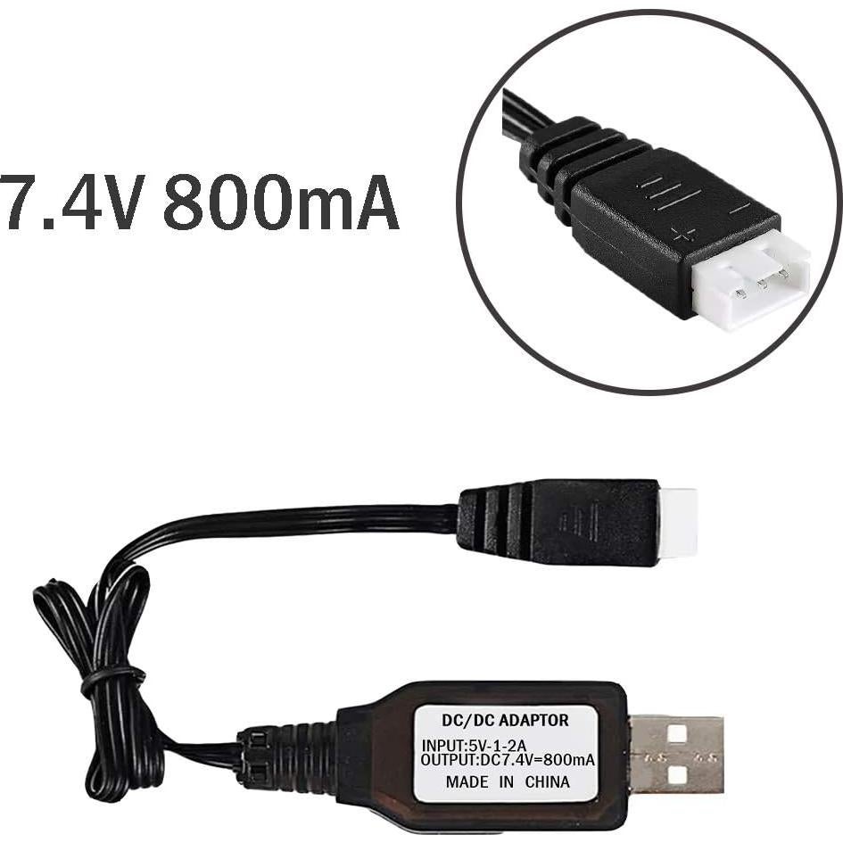 Batería Li-ion 7.4V 1500mAh con conector JST - 2 paquetes con cargador USB