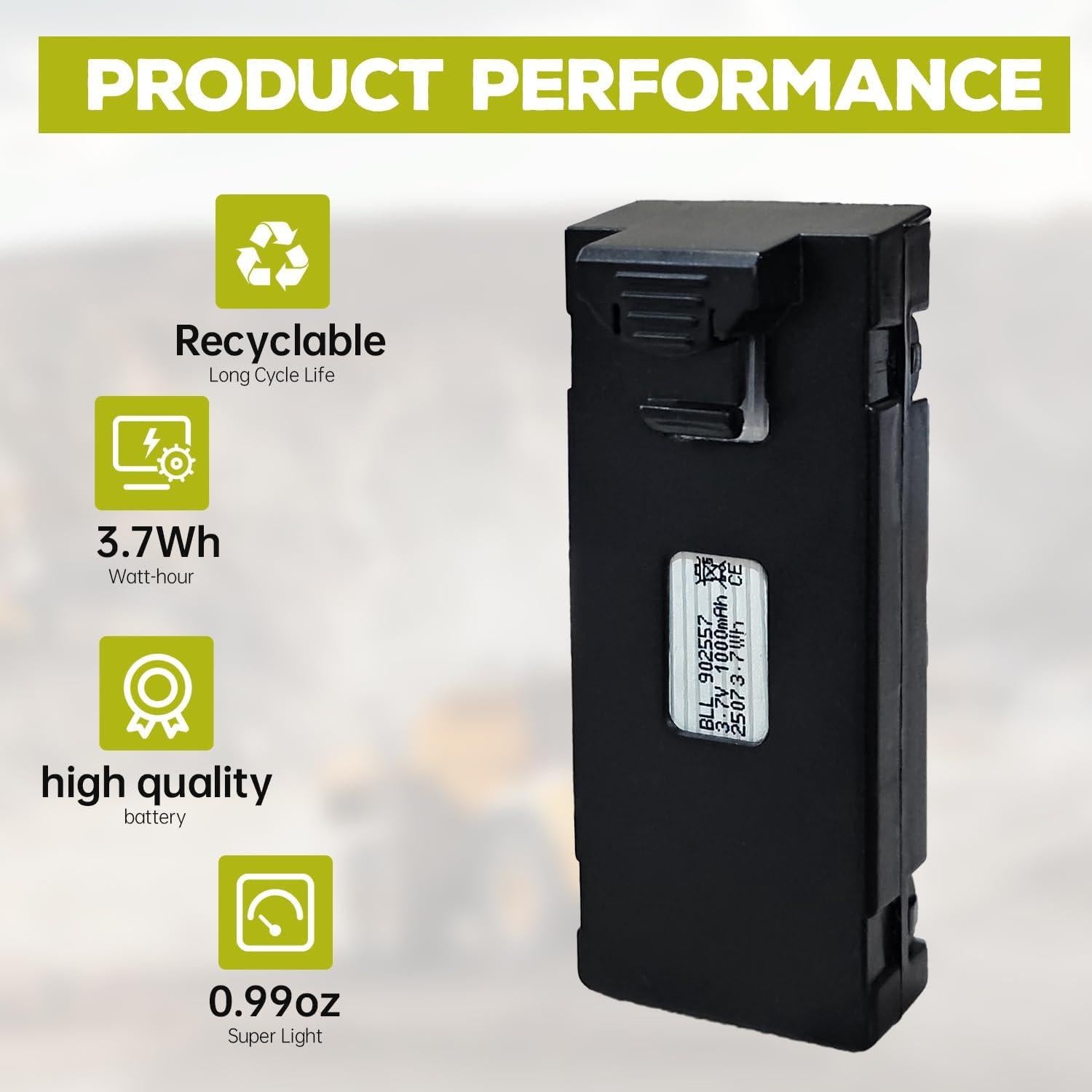 Batería LiPo 3PCS 3.7V 1000mAh con cable USB para Drones RC