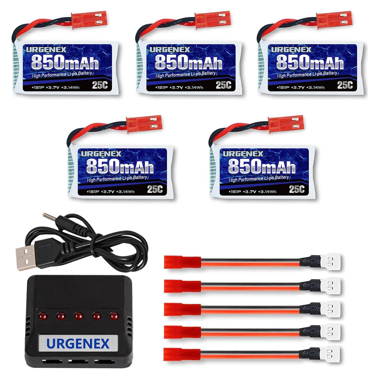 Batería Lipo 3.7V 850mAh URGENEX con Conector JST para Drones