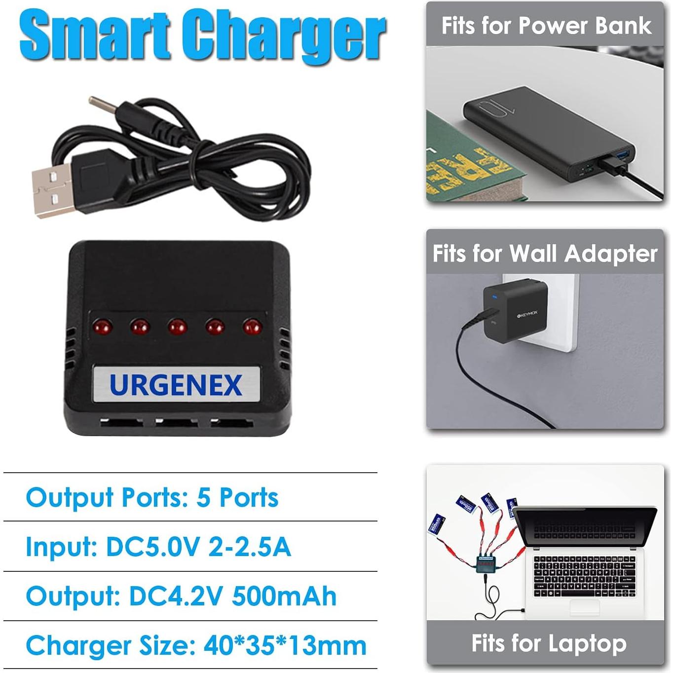 Batería Lipo 3.7V 850mAh URGENEX con Conector JST para Drones
