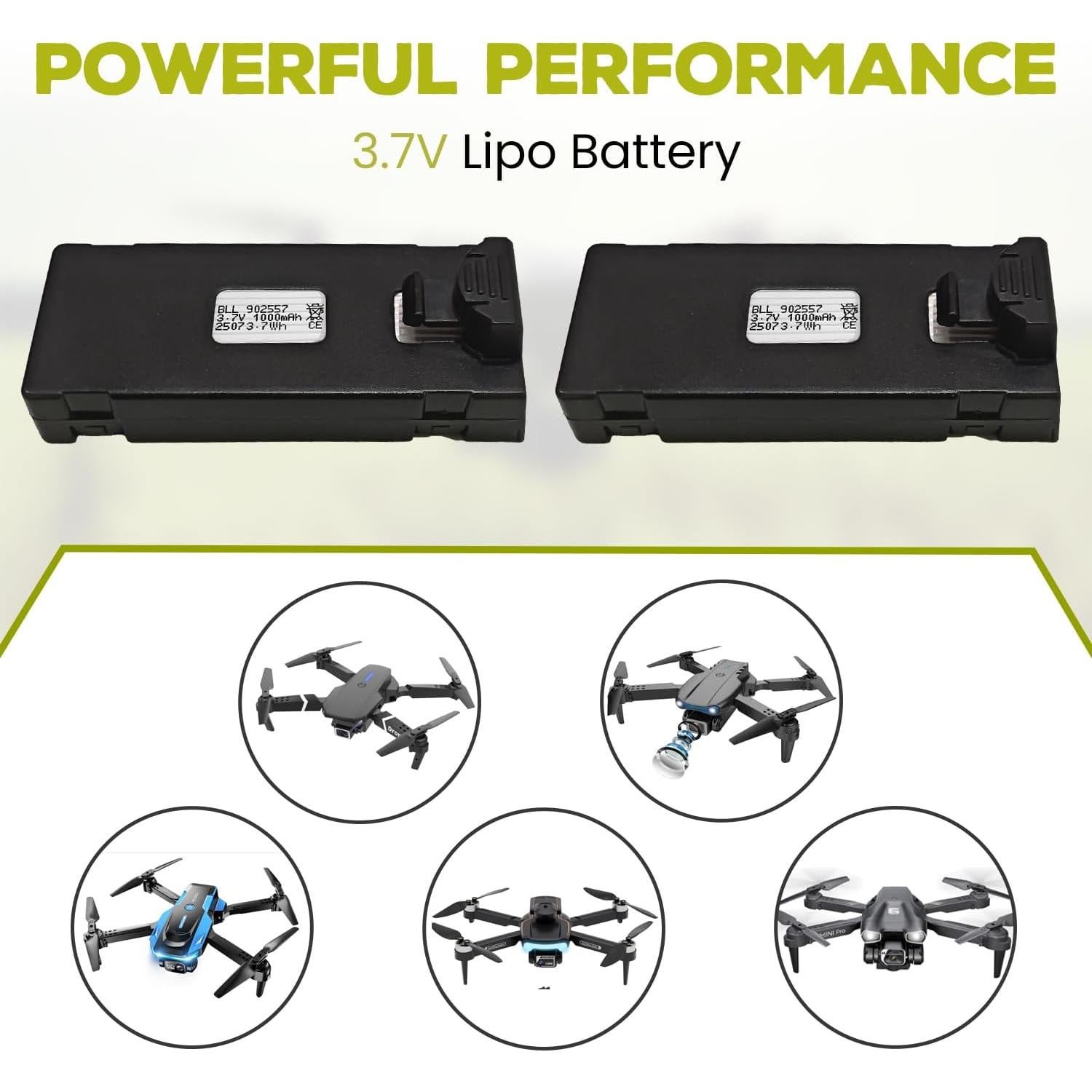 Batería Lipo 3.7V 1000mAh Sea Jump para Drones RC - 2PCS