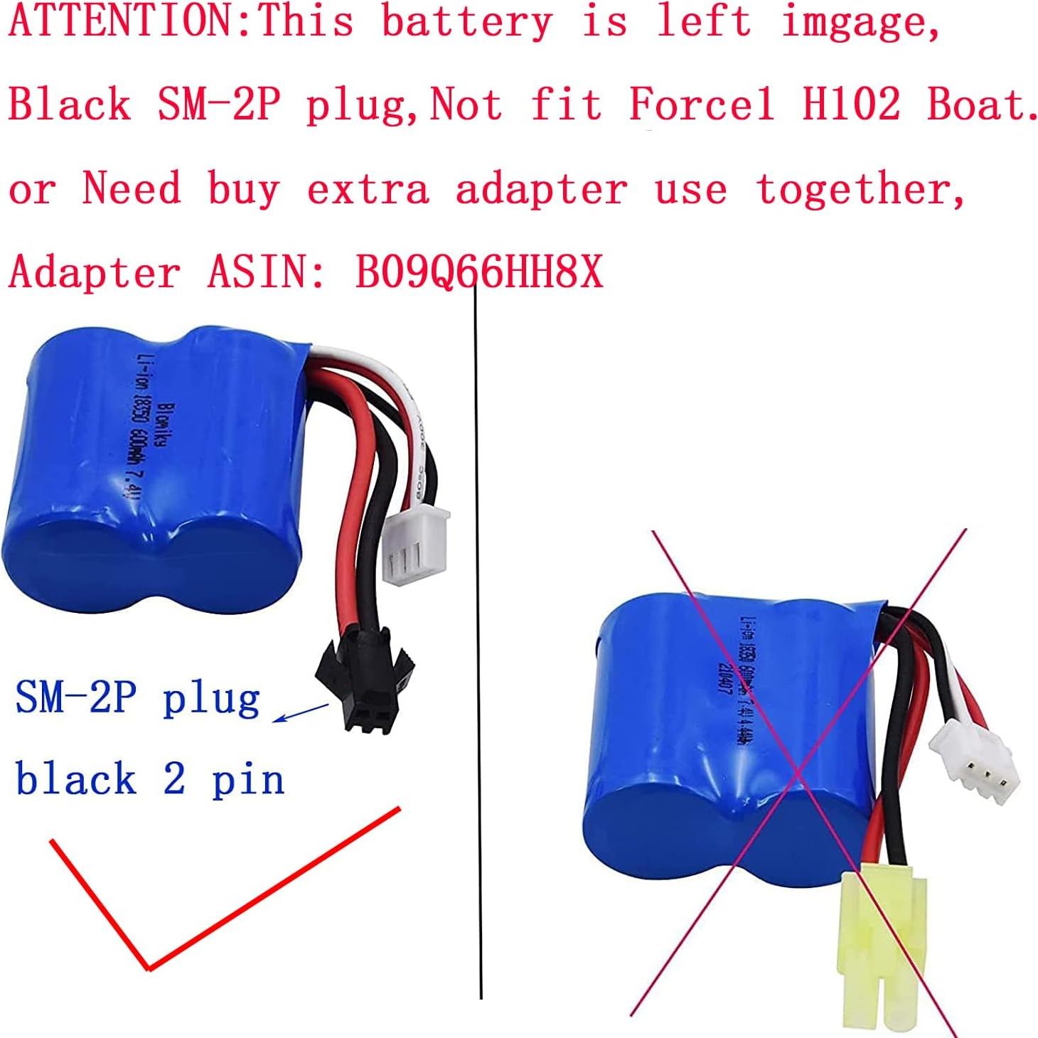 Batería de Ion de Litio 7.4V 600mAh Blomiky para Barcos RC