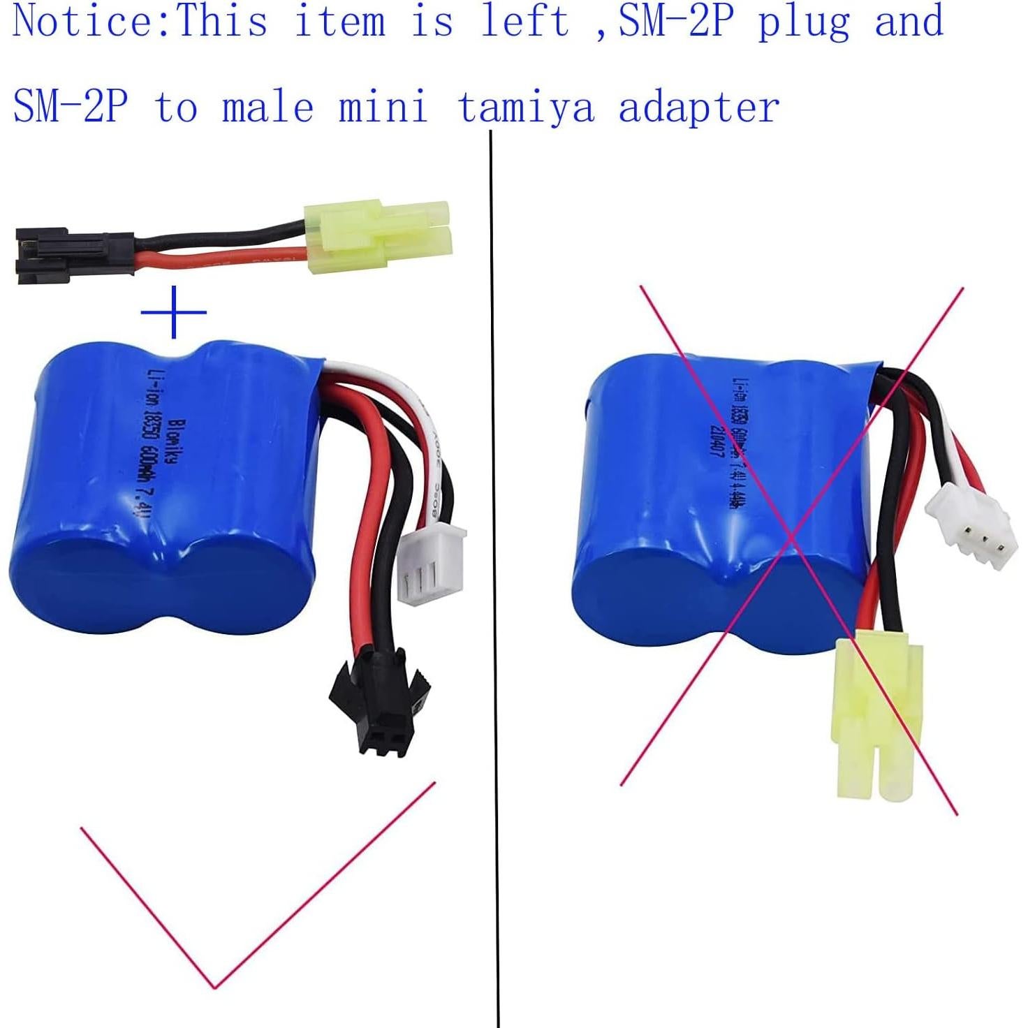 Batería de Ion de Litio 7.4V 600mAh Blomiky para Barcos RC