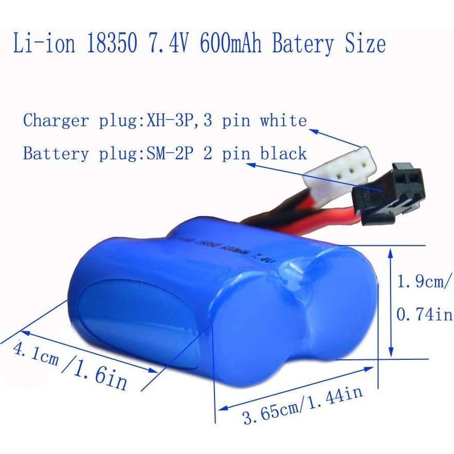 Batería de Ion de Litio 7.4V 600mAh Blomiky para Barcos RC