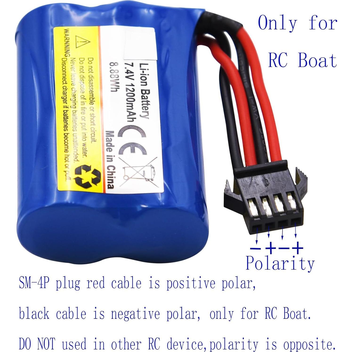 Batería recargable Li-ion 7.4V 1100mAh Blomiky SM-4P para barco RC