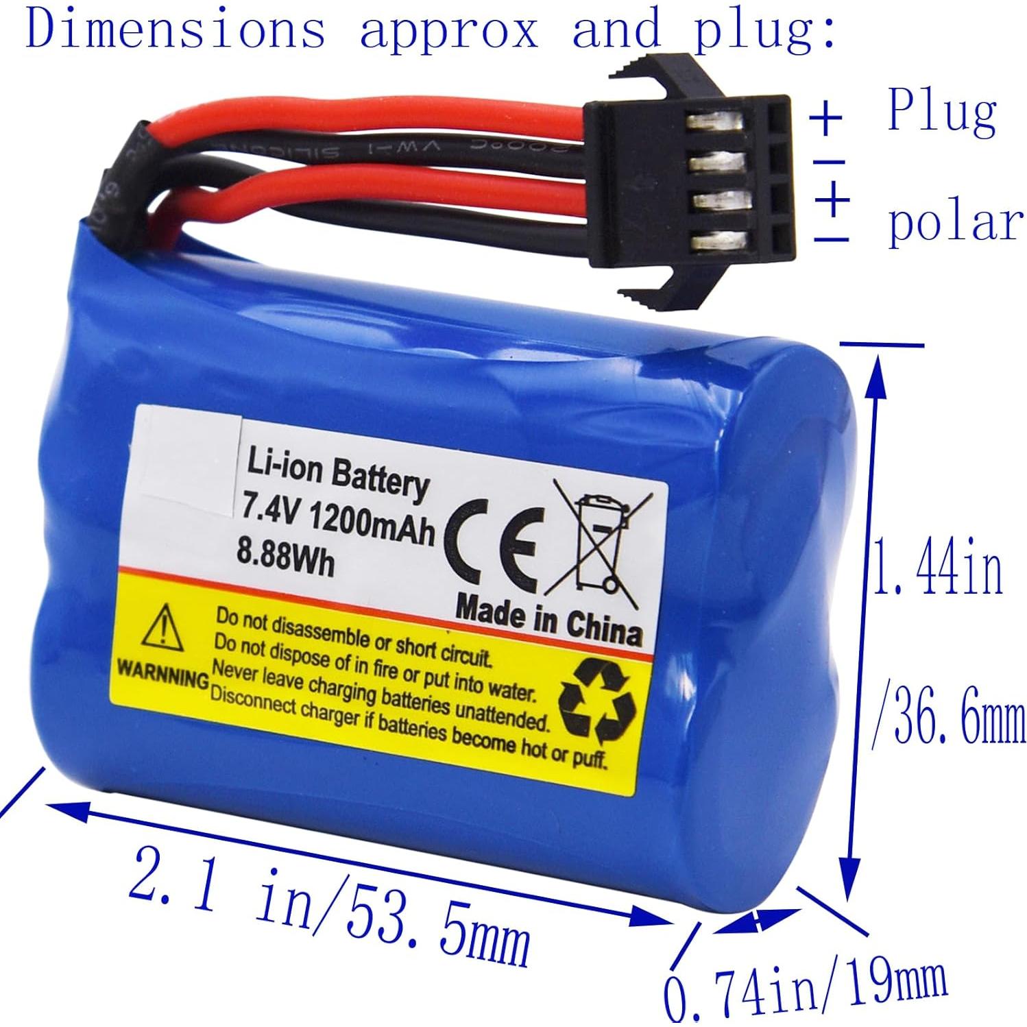 Batería recargable Li-ion 7.4V 1100mAh Blomiky SM-4P para barco RC