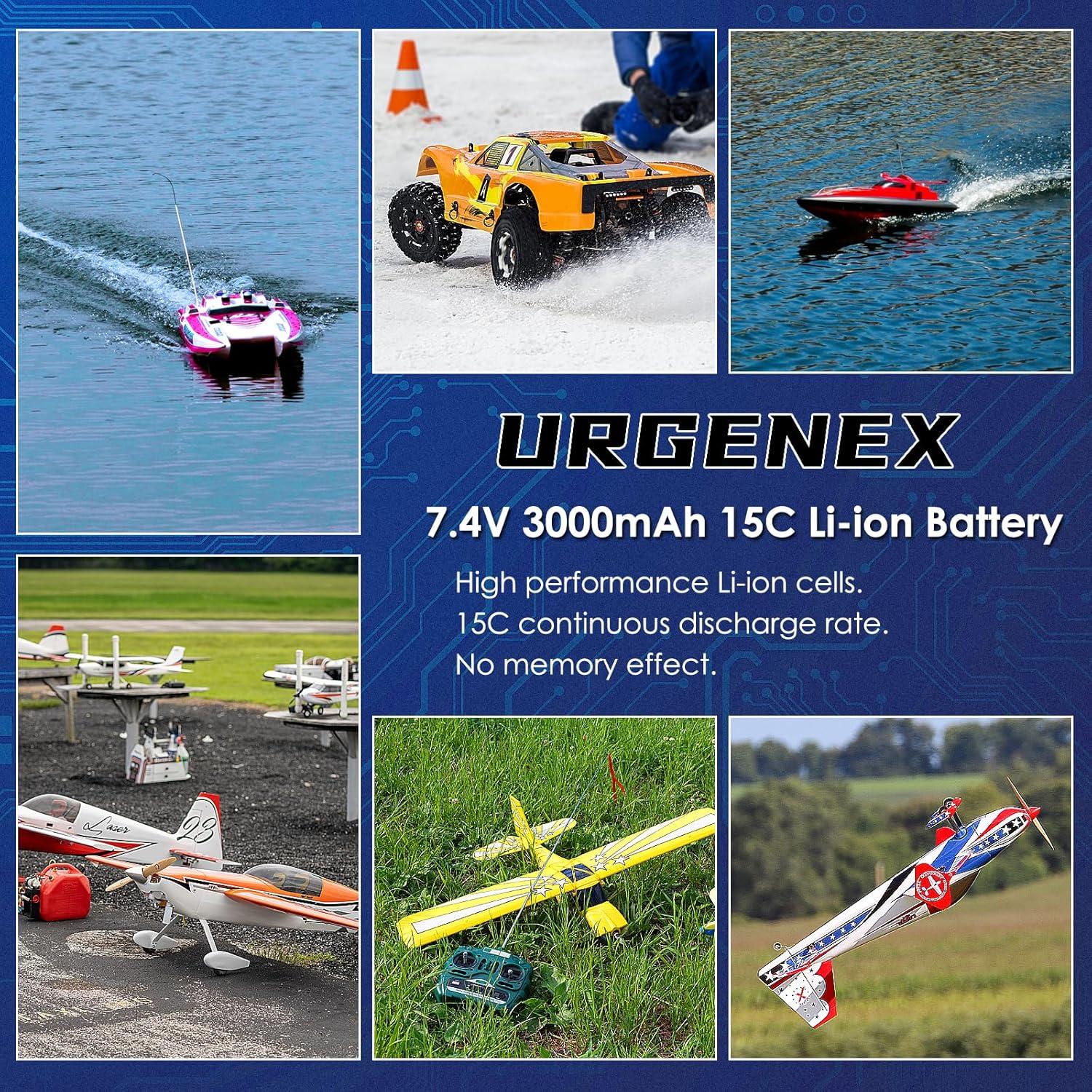 Batería Li-ion 11.1V 3000mAh URGENEX para Barcos RC 2PCS