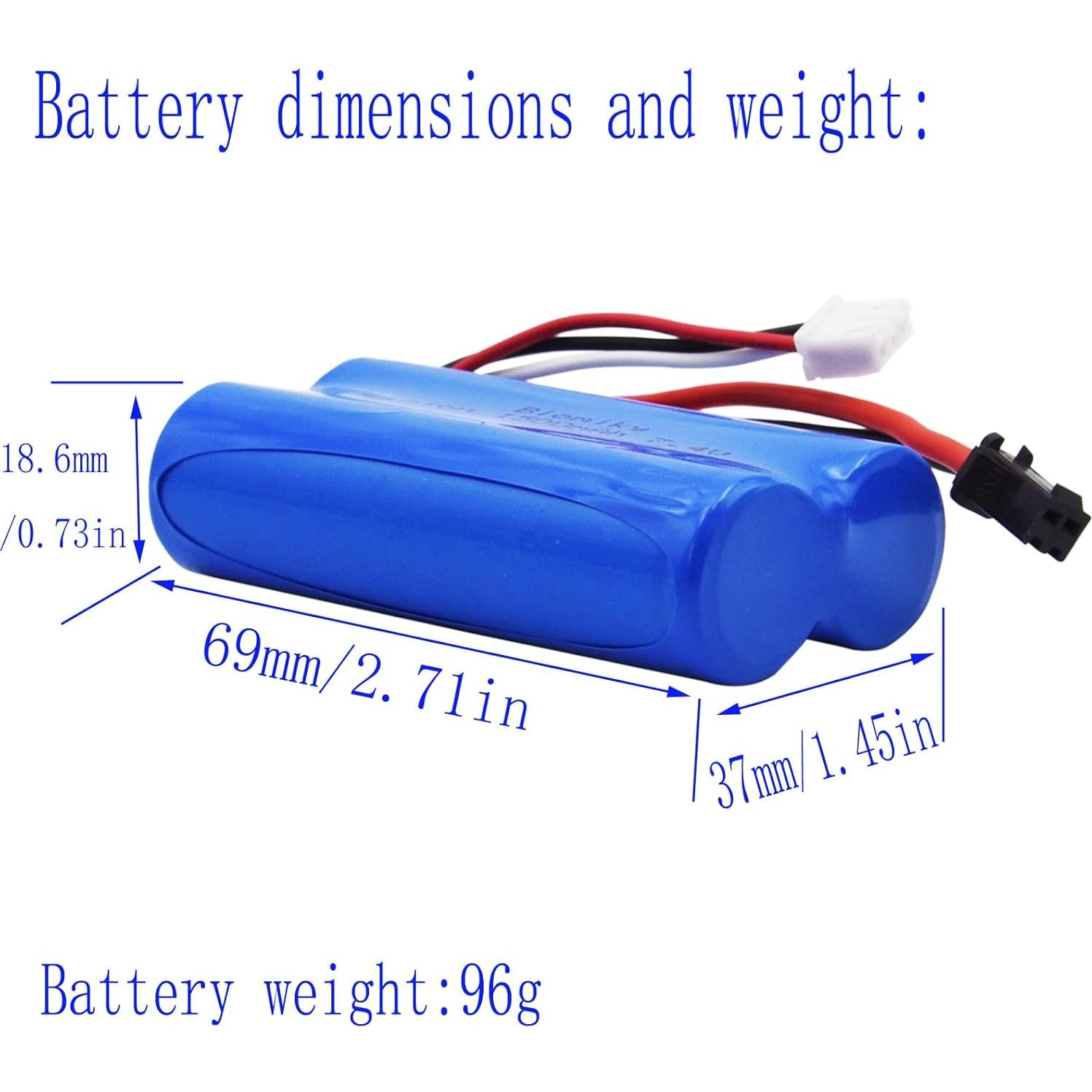 Batería de Litio Recargable 7.4V 1500mAh SM-2P BOFUNENG - 2 Pack