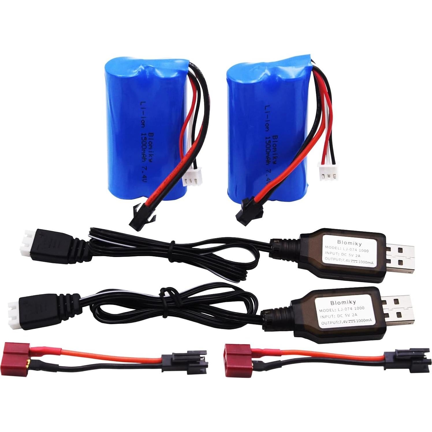 Batería de Litio Recargable 7.4V 1500mAh SM-2P BOFUNENG - 2 Pack