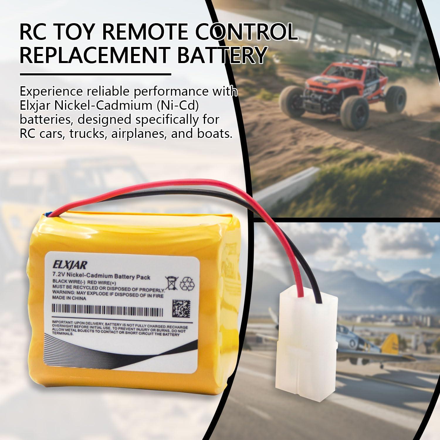 Paquete de Batería Recargable NiCd 7.2V 1000mAh Elxjar - 2 Unidades