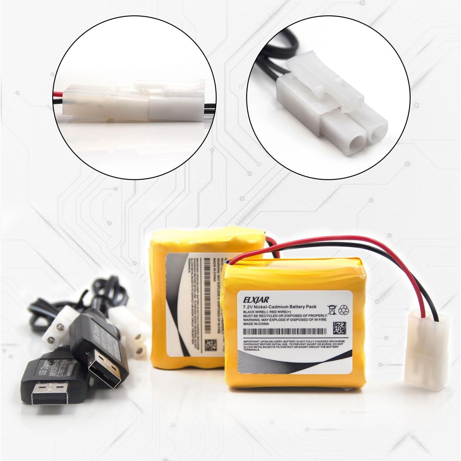 Paquete de Batería Recargable NiCd 7.2V 1000mAh Elxjar - 2 Unidades