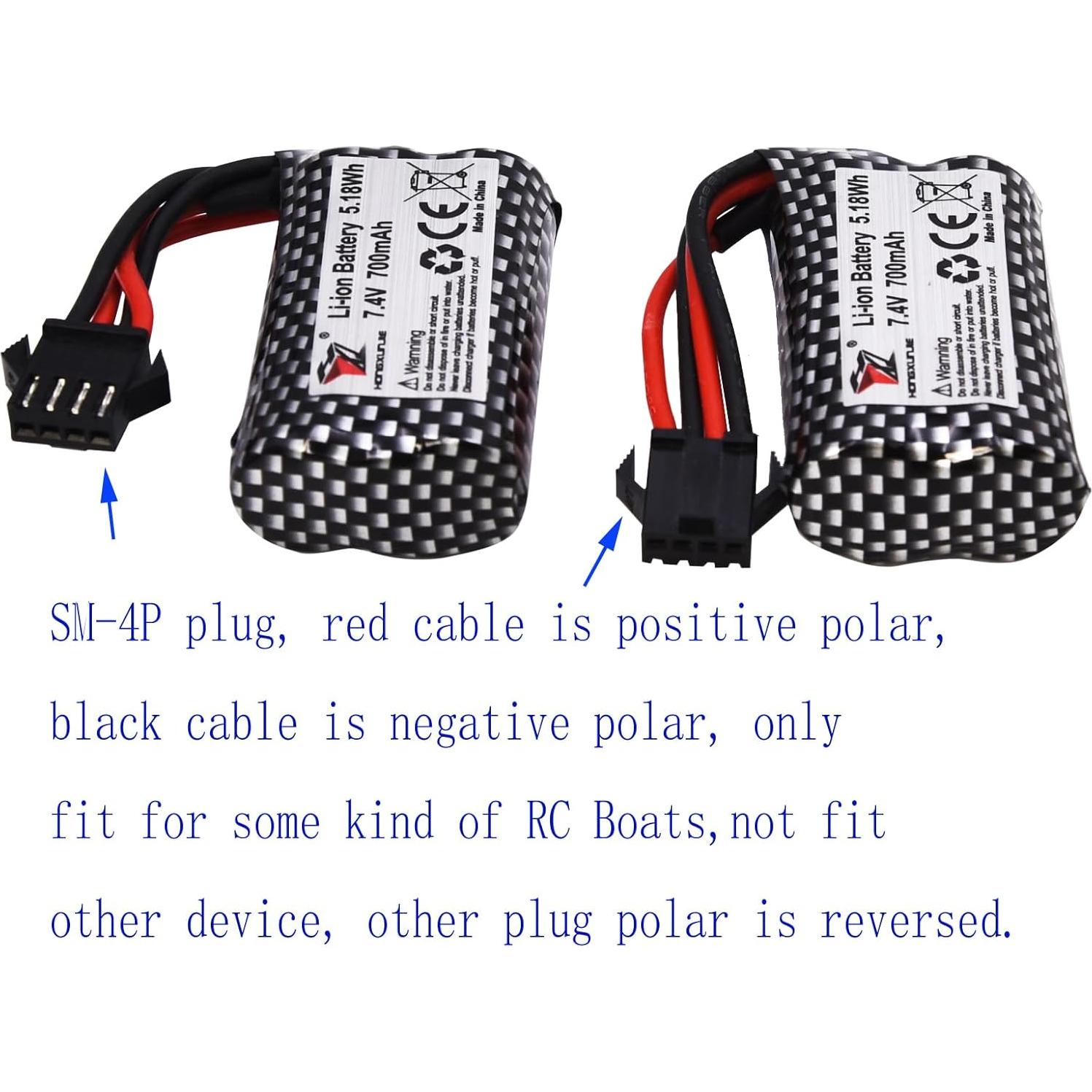 Batería Li-ion 7.4V 700mAh Blomiky para Barcos RC HJ812 HJ820 - 2 Pack